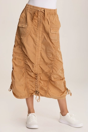 Clean Outfit Daily Wear Zeno Ruched Sporty Cargo Midi Skirt