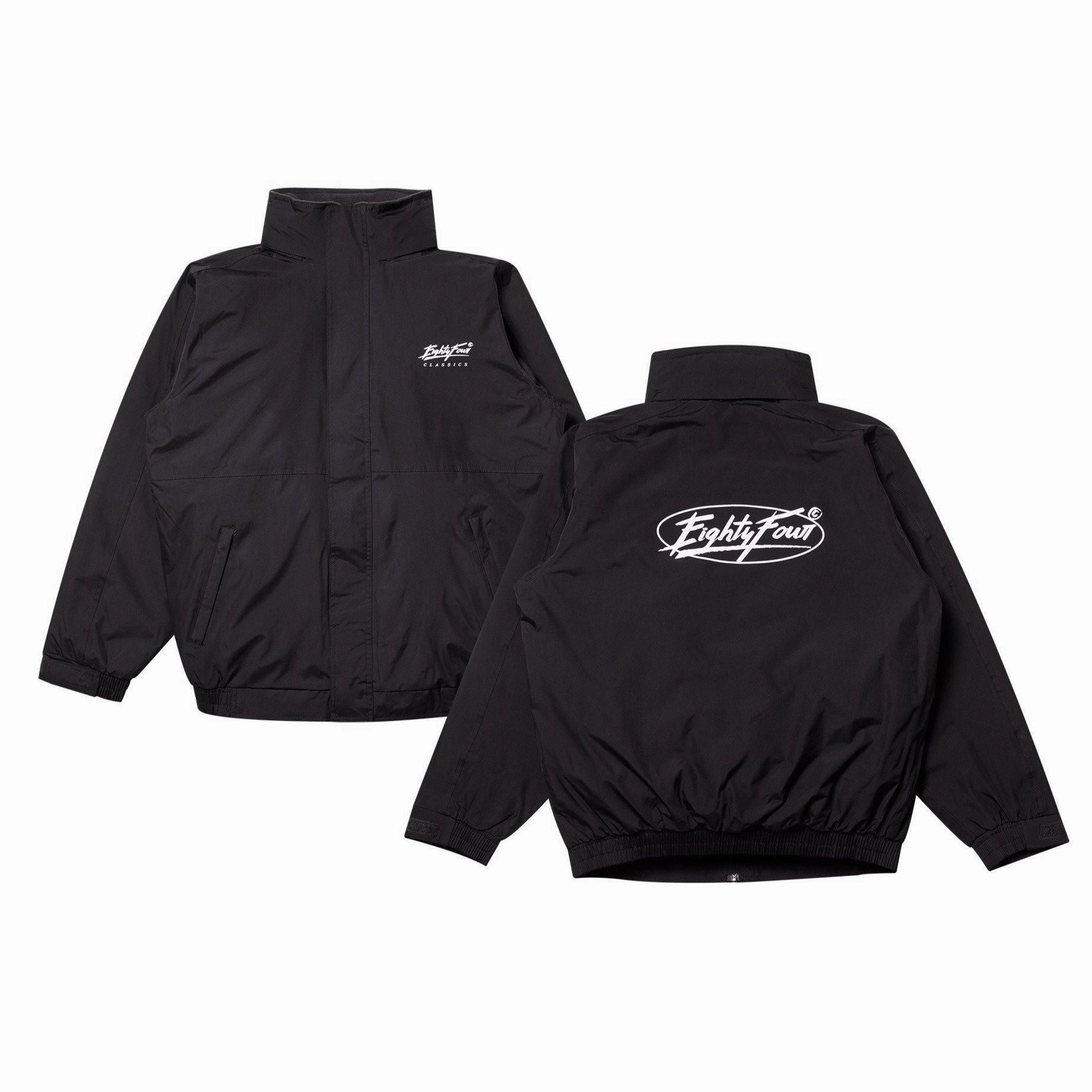 Cozy Hood Detail Fashion Forward Layer Vice 84 'Classics' Retro Jacket - Black
