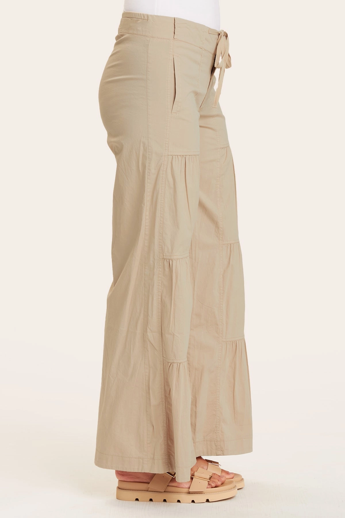 Relaxed Comfort Wear Terraced Wide Leg Pant