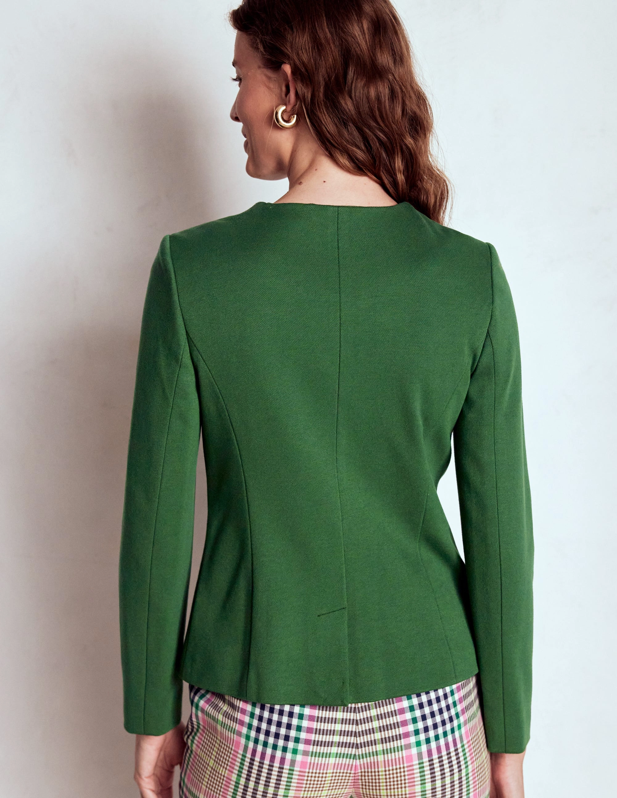 Hampstead Ponte Twill Blazer-Hunter Green Noise Reduced Fabrics Shrink Resistant Treatment