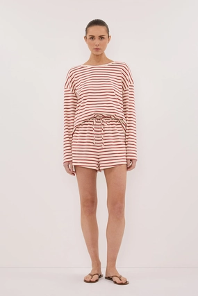 Laser Cut Edges Breathable knit NOLA SAHARA STRIPE LONG SLEEVE TEE