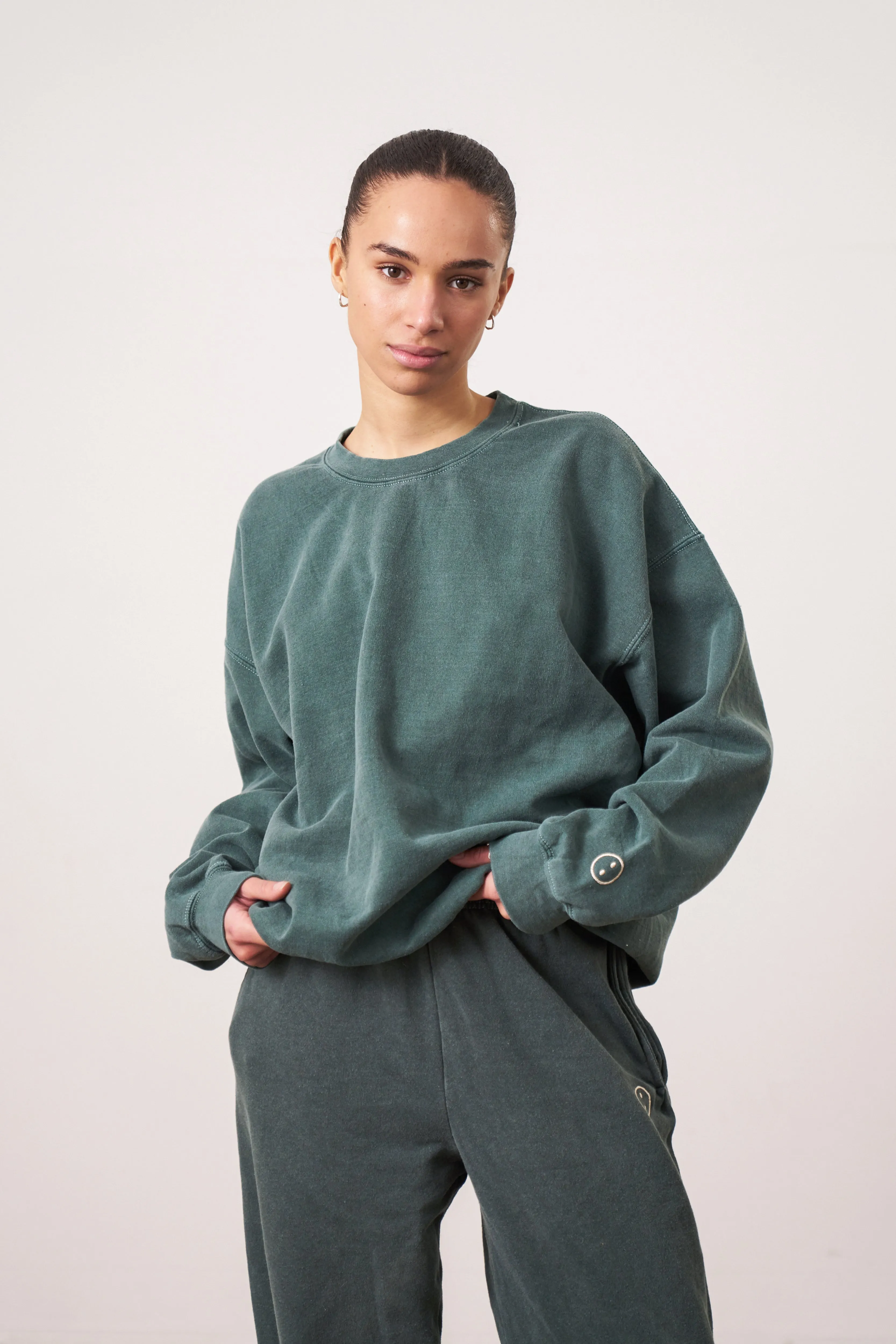 Knitted Layering Essentials Vintage Washed Sweater - Forest