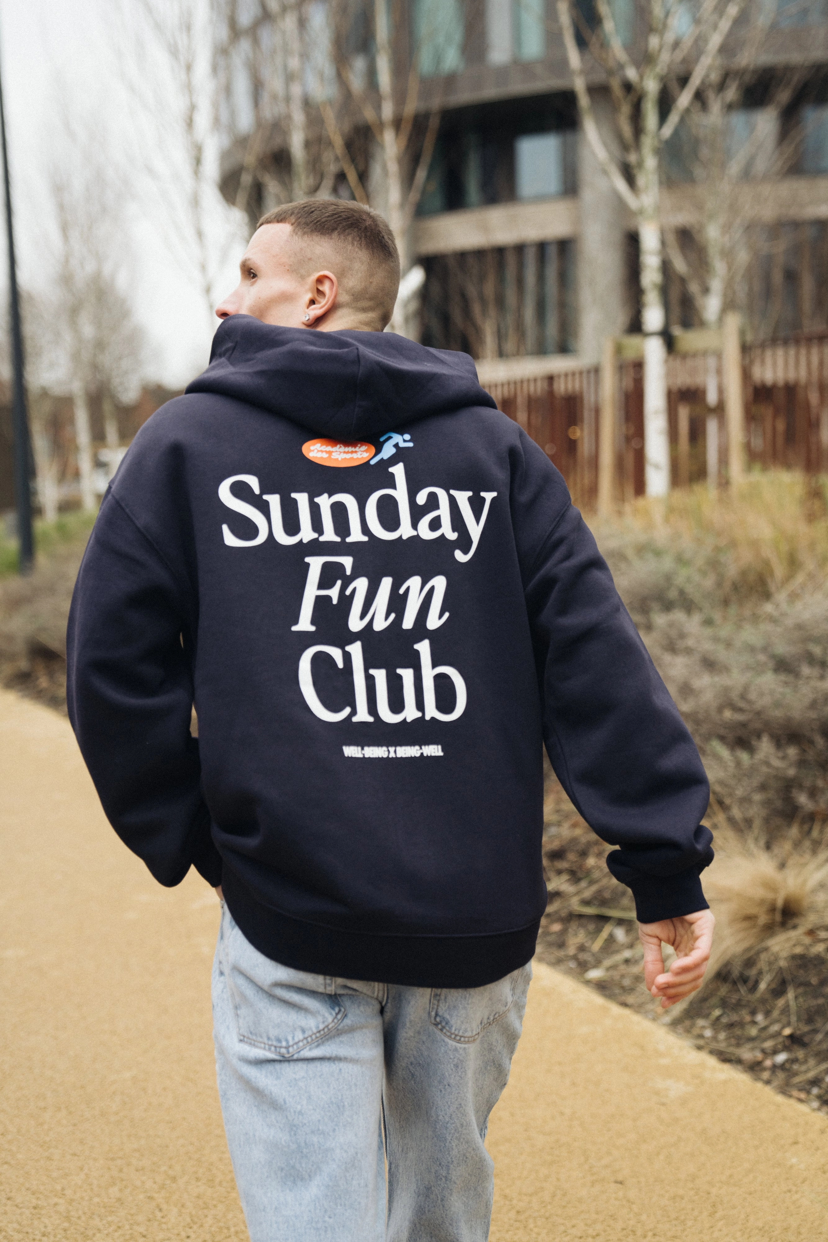 Vice 84 'Fun Club' Zip Up Hoodie - Navy College Essential