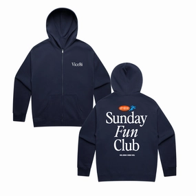 Vice 84 'Fun Club' Zip Up Hoodie - Navy Surfing wear