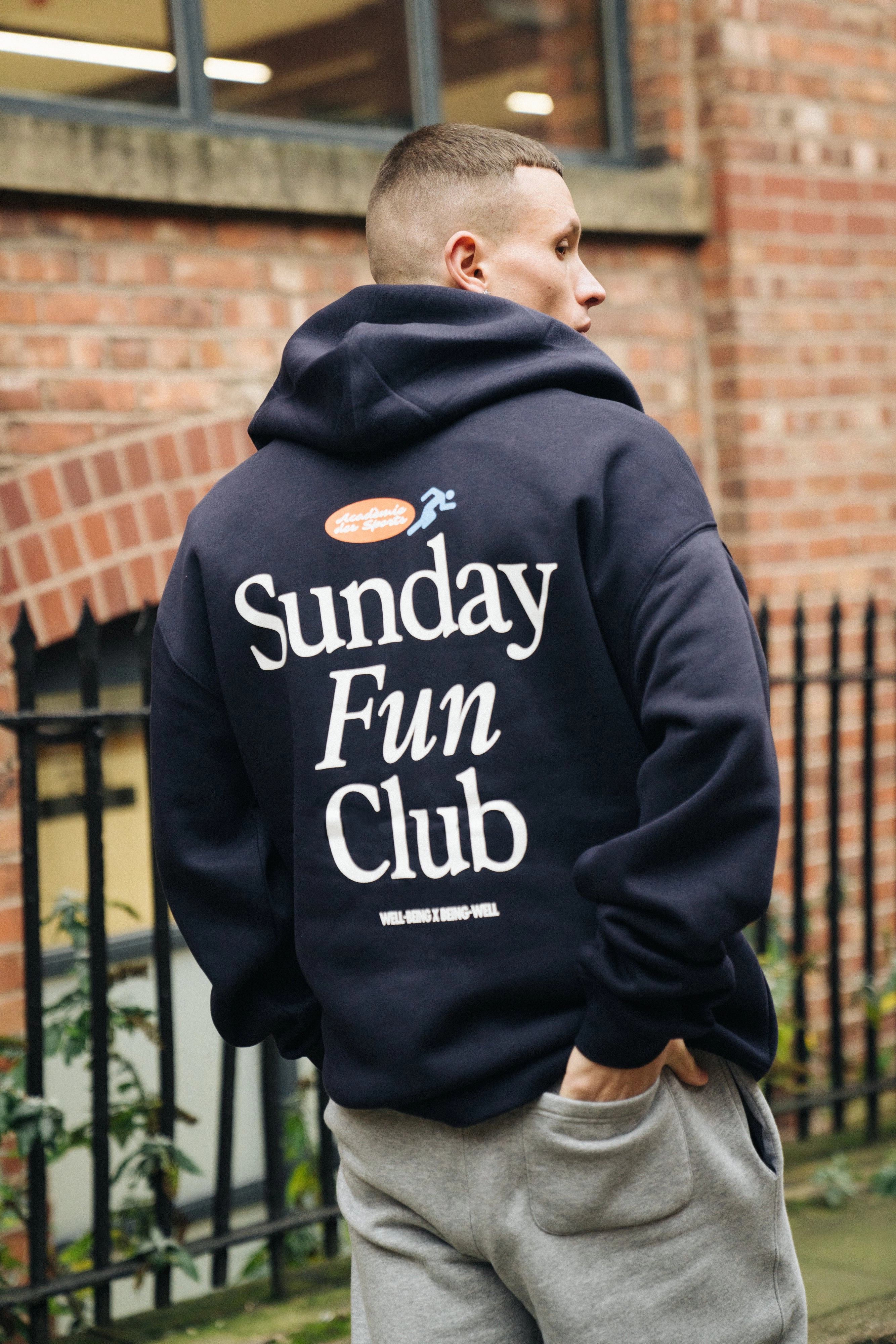 Vice 84 'Fun Club' Zip Up Hoodie - Navy silk blend
