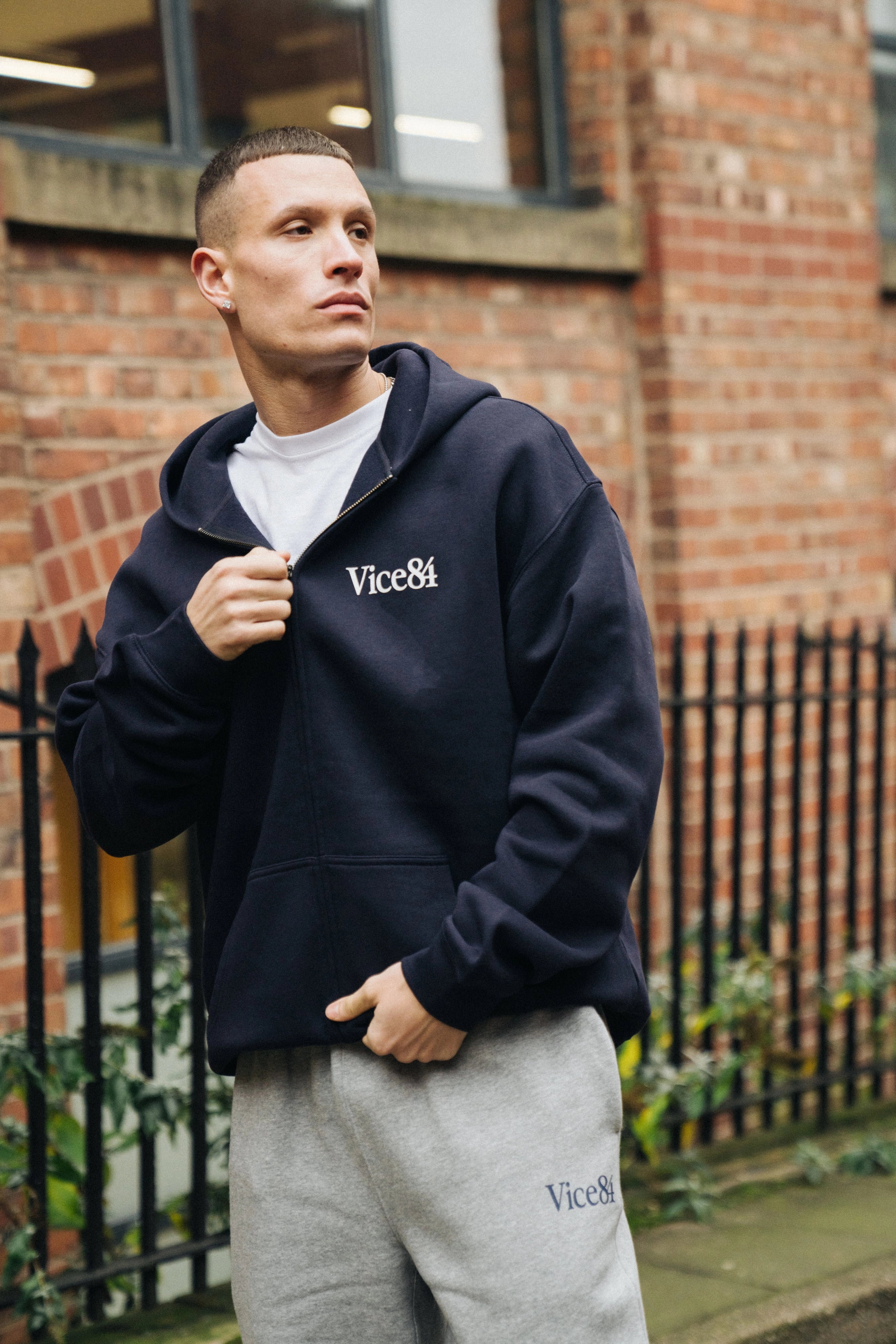Vice 84 'Fun Club' Zip Up Hoodie - Navy autumn clothing Quick Dry Material