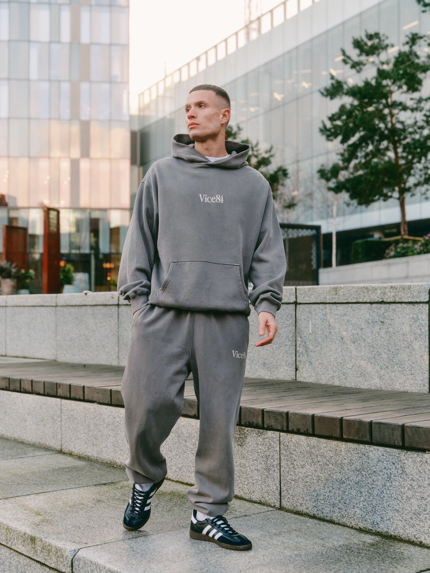 Classic Style Top Rated Vice 84 Premium Hoodie & Jogger Set - Faded Grey
