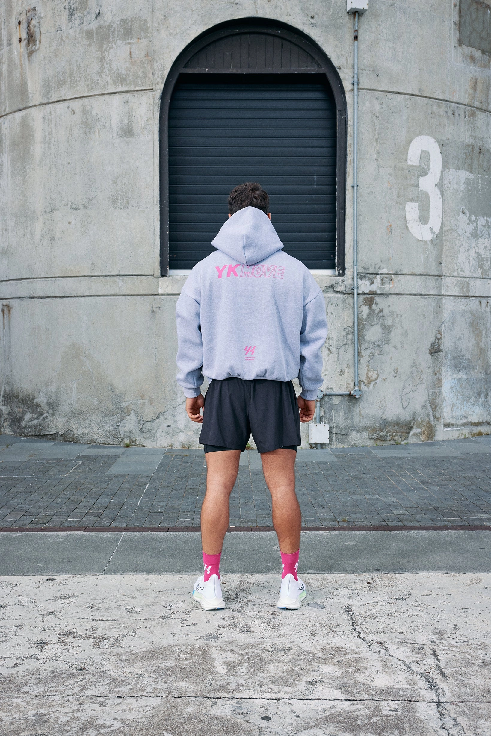 sequined details YK Move Champion Hoodie | Grey