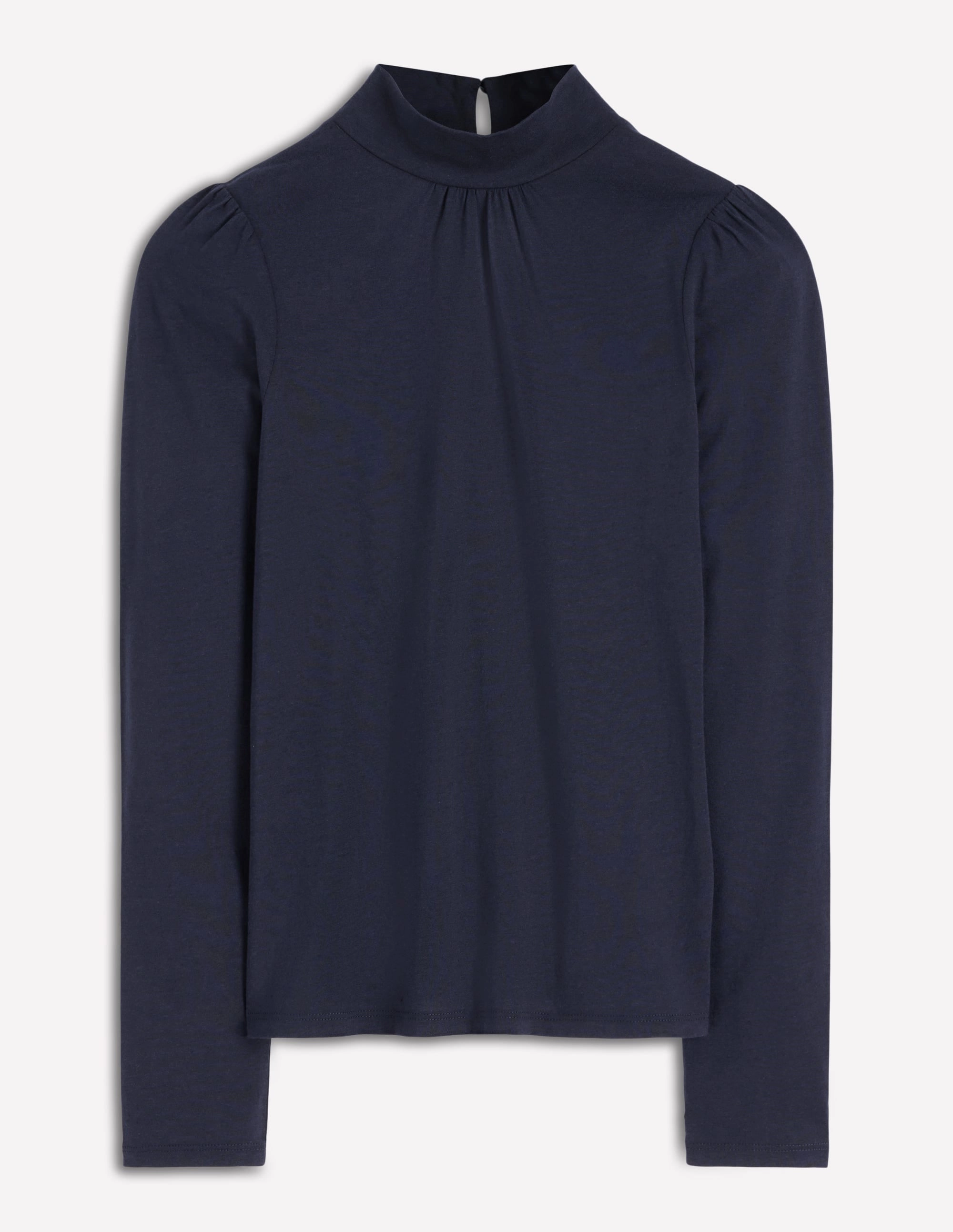 AntiPilling Technology Non Restrictive Fit Puff Shoulder Jersey Top-Navy