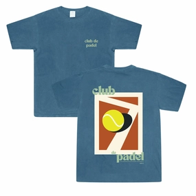 Printed uniqueness Club de Padel 'Summer Court' Vintage Washed Tee - Navy