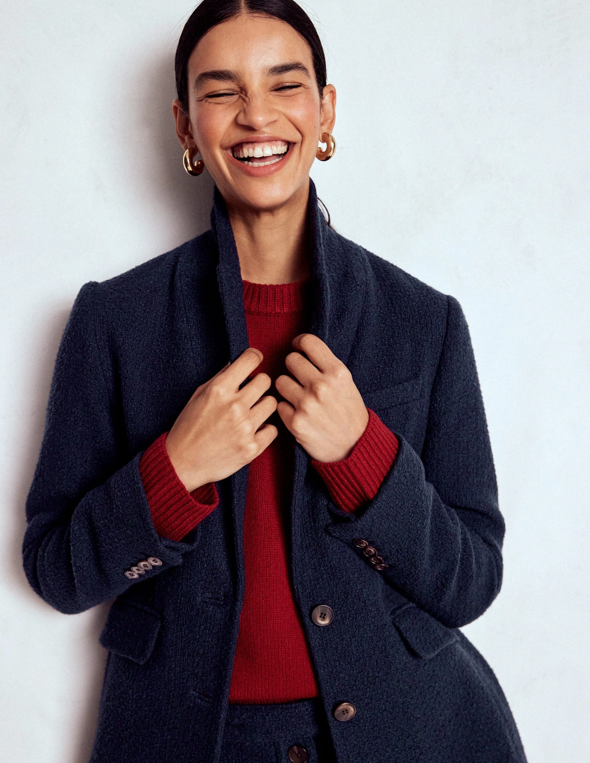 Vegan Fabric Crisp Weather Fit Stamford Texture Blazer-Navy Texture