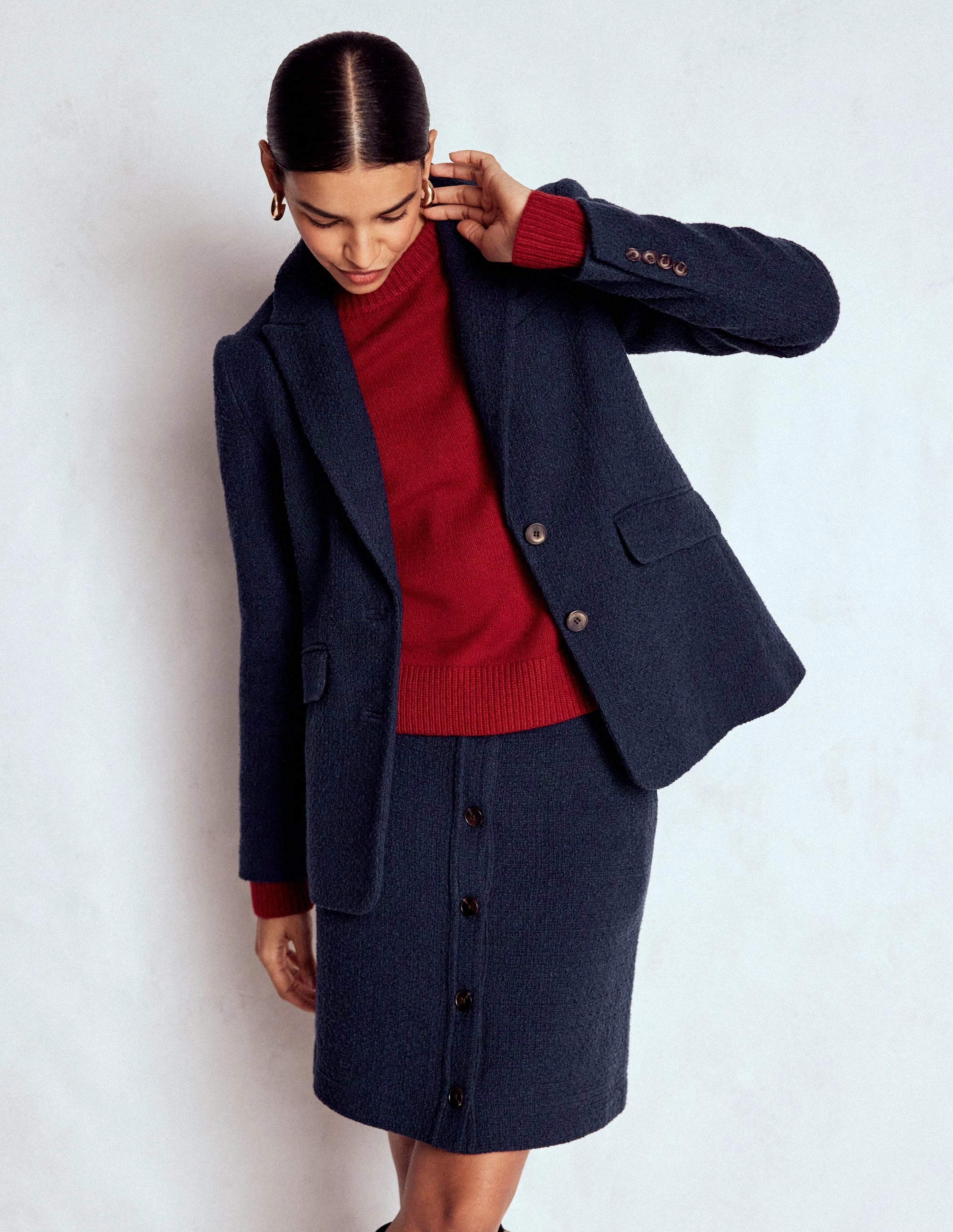 Heavy Duty Buckle Stamford Texture Blazer-Navy Texture