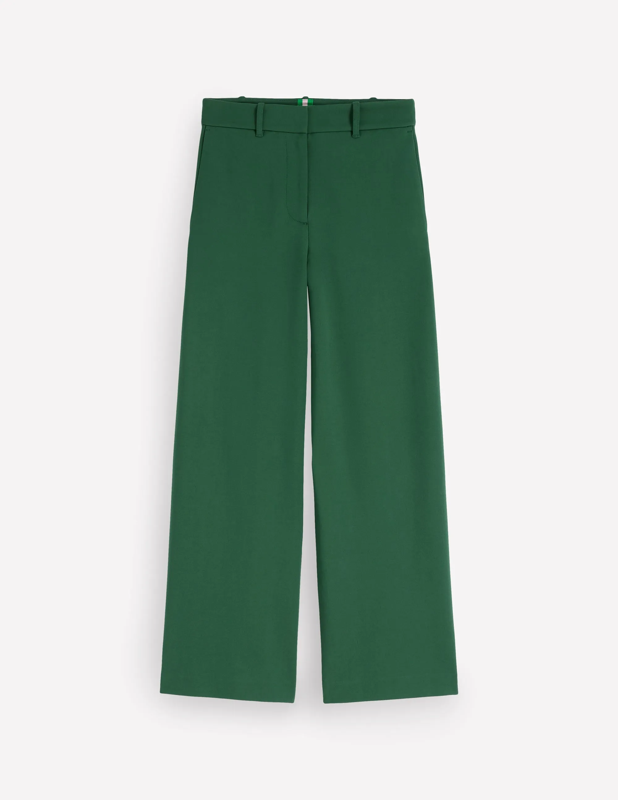 Bold Waistband Belgravia Ponte Crop Trousers-Hunter Green