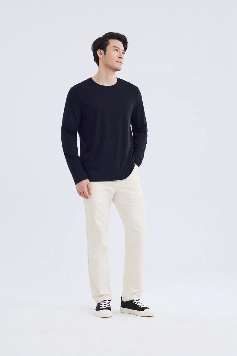 Festival wear Edgy HeatGuard Crew Neck Long Sleeve T-Shirt | Navy NNY096