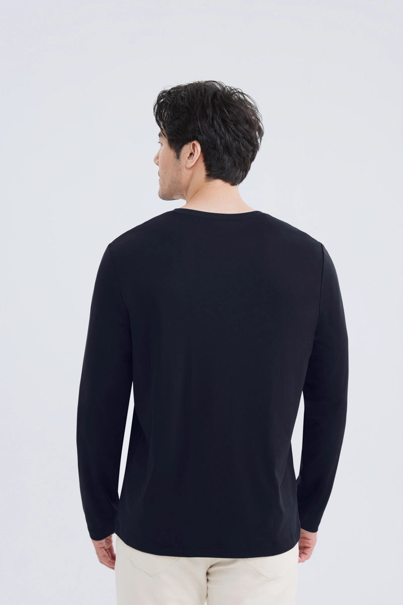 Flattering Fit HeatGuard Crew Neck Long Sleeve T-Shirt | Navy NNY096