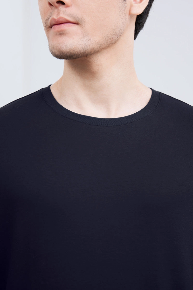 HeatGuard Crew Neck Long Sleeve T-Shirt | Navy NNY096 Layered Sleeve Chic Look