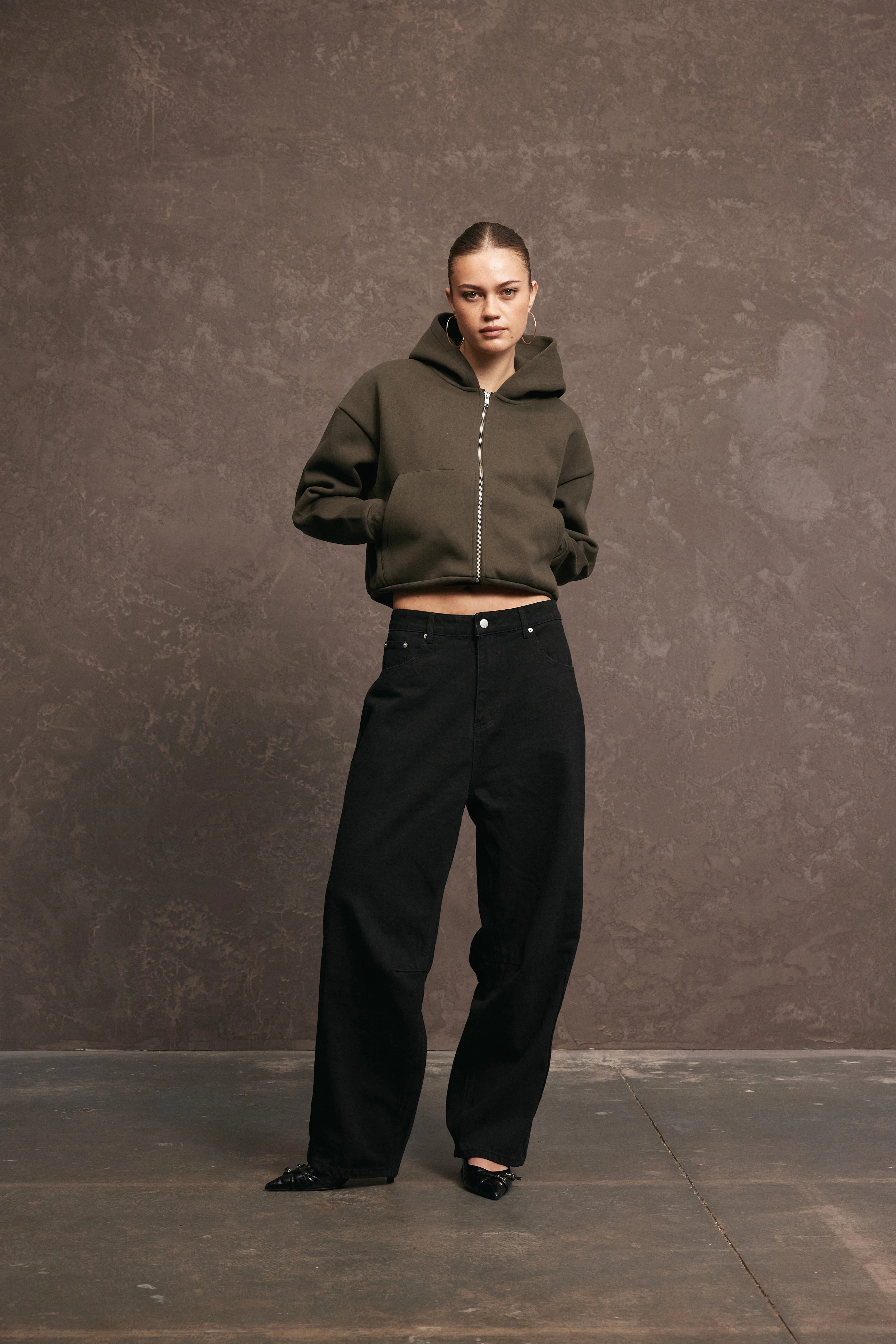 library outfit gym clothes Nothing Zip Up Hoodie | Olive