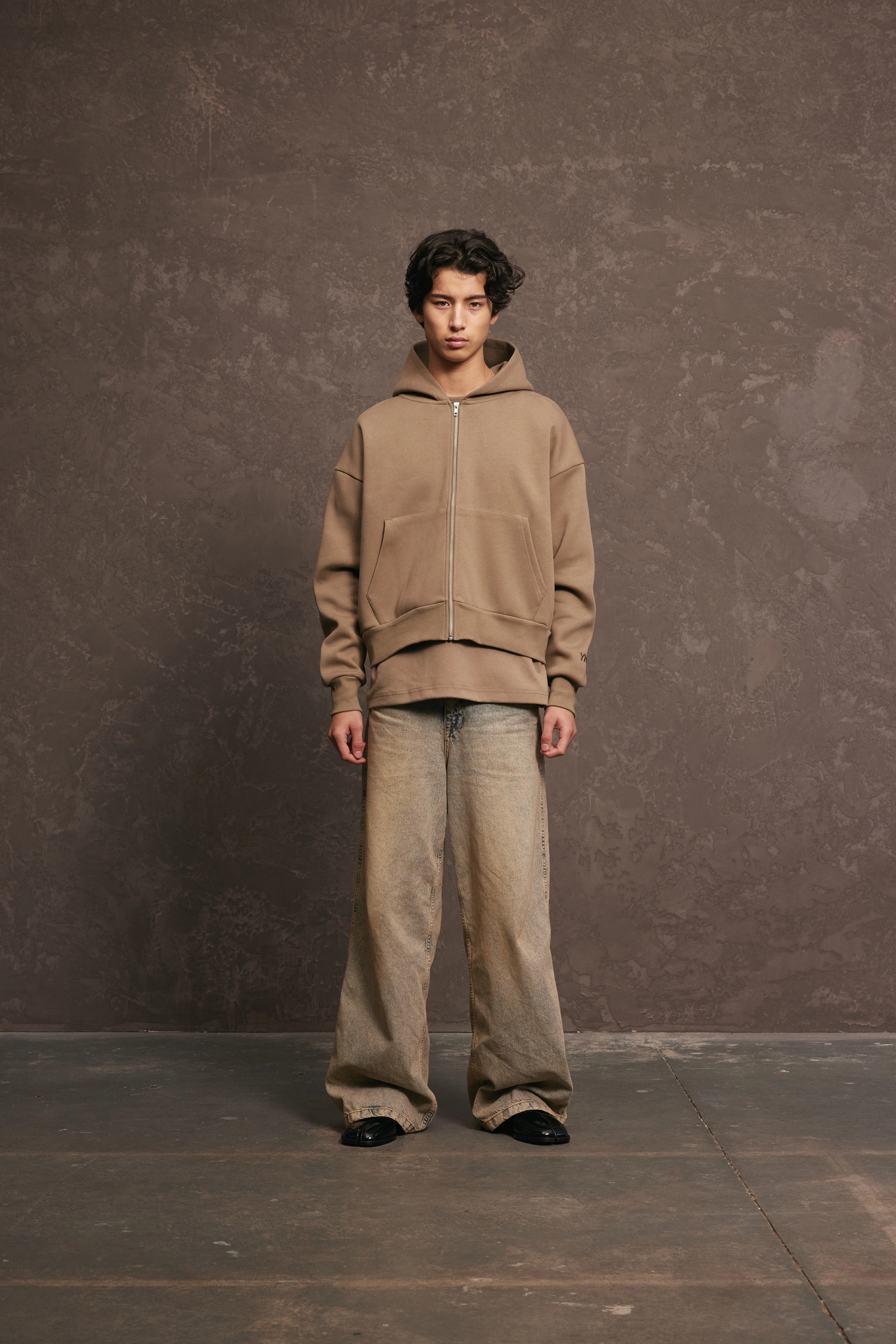 Nothing Zip Up Hoodie | Taupe Non Restrictive Cuffs