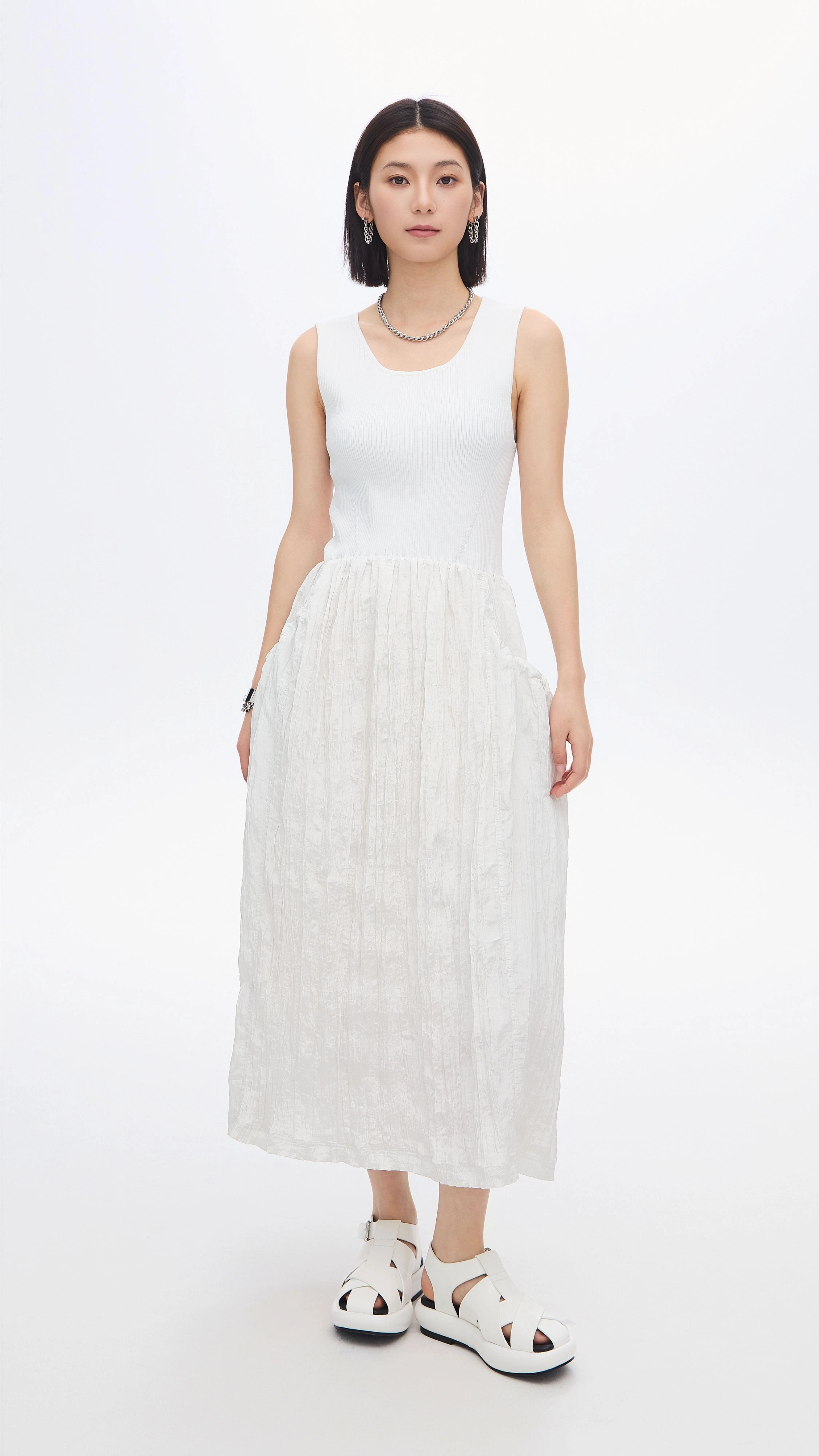Chic Tone Quick Look Nylon Patch Knit Dress