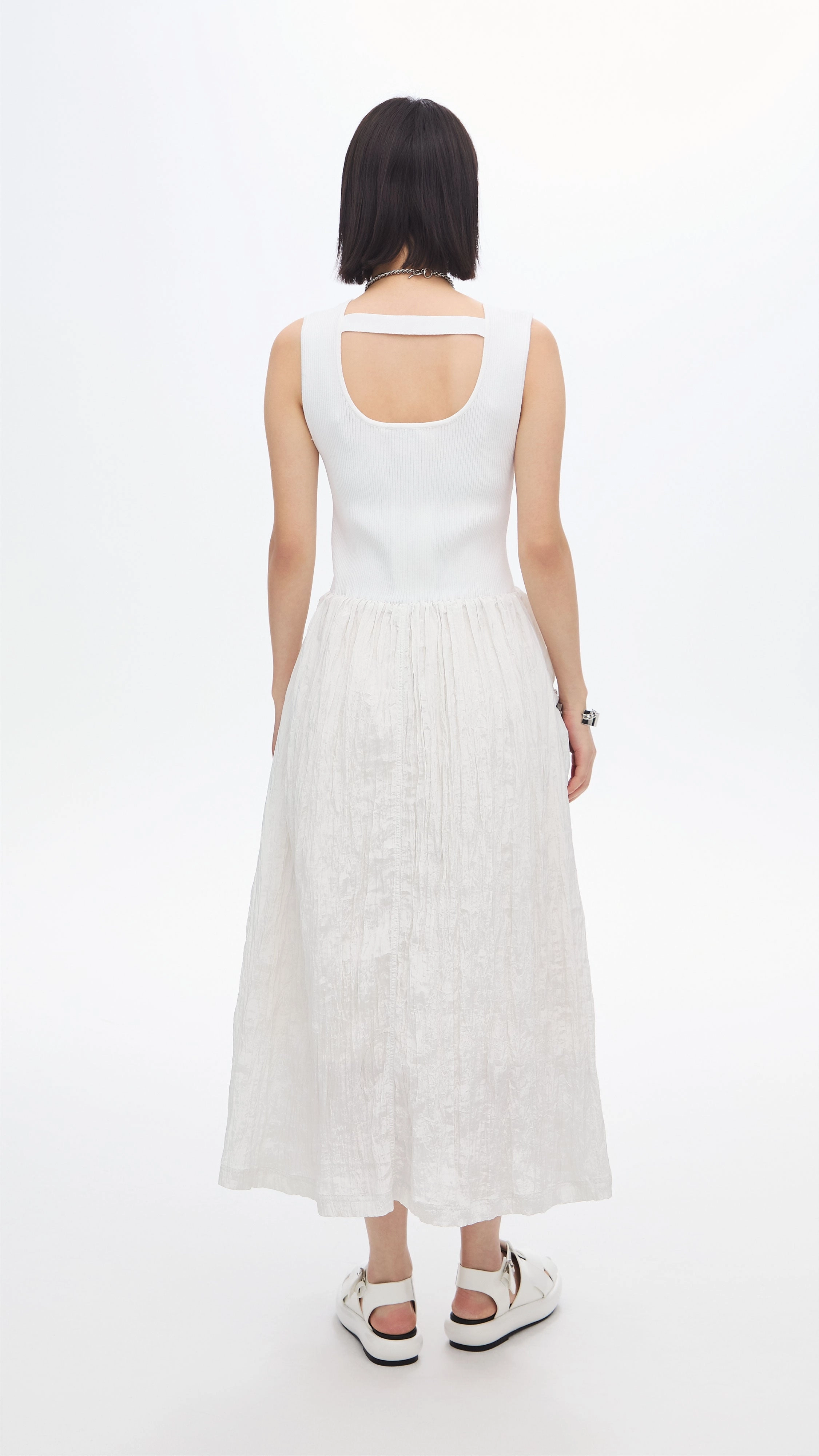 Nordic Plain Form Focus Nylon Patch Knit Dress