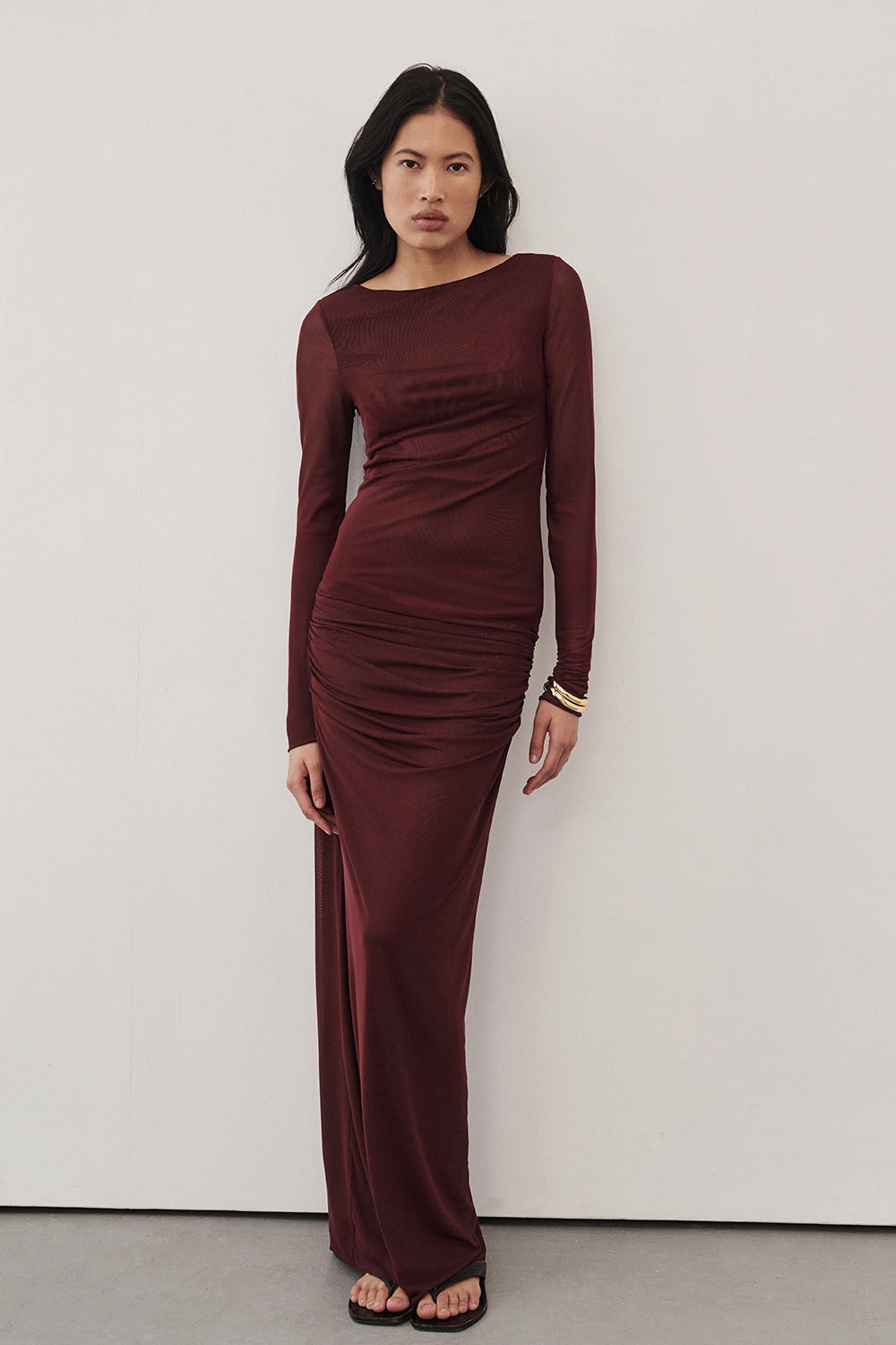 Refined Texture NYRA WINE COLUMN MIDI SKIRT