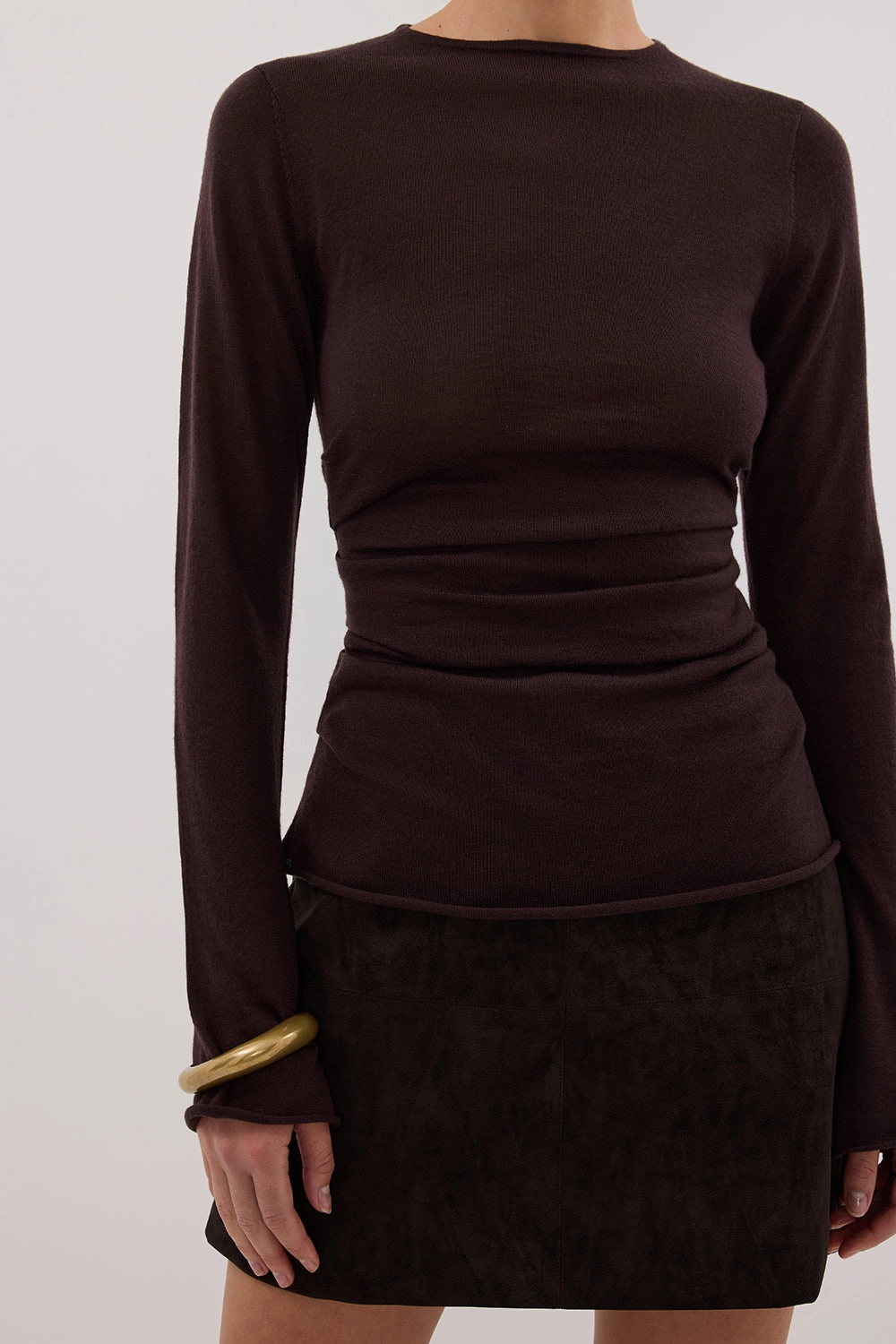 OAKLAND CHOC FAUX SUEDE MINI SKIRT Simple Layers