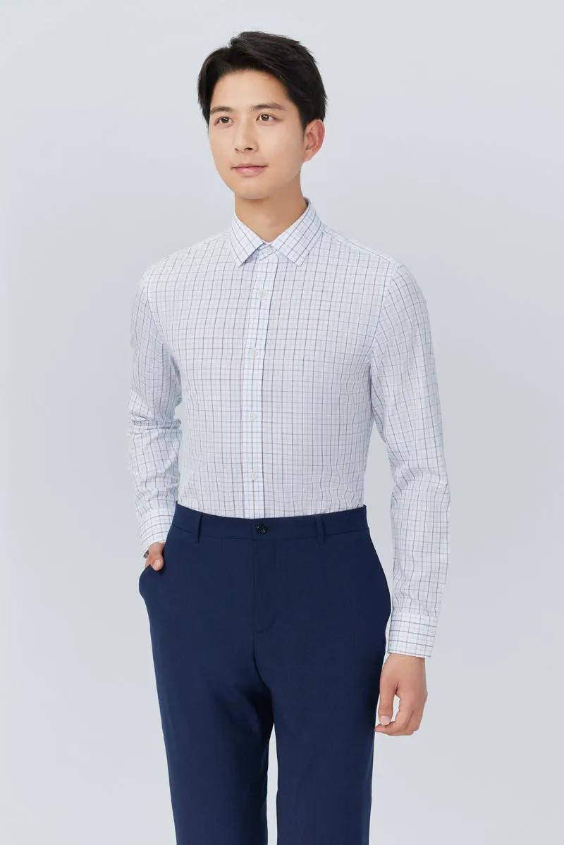 Wrinkle-Free Poplin Dress Shirt | White Multi-Check 25676N Fashion-Forward