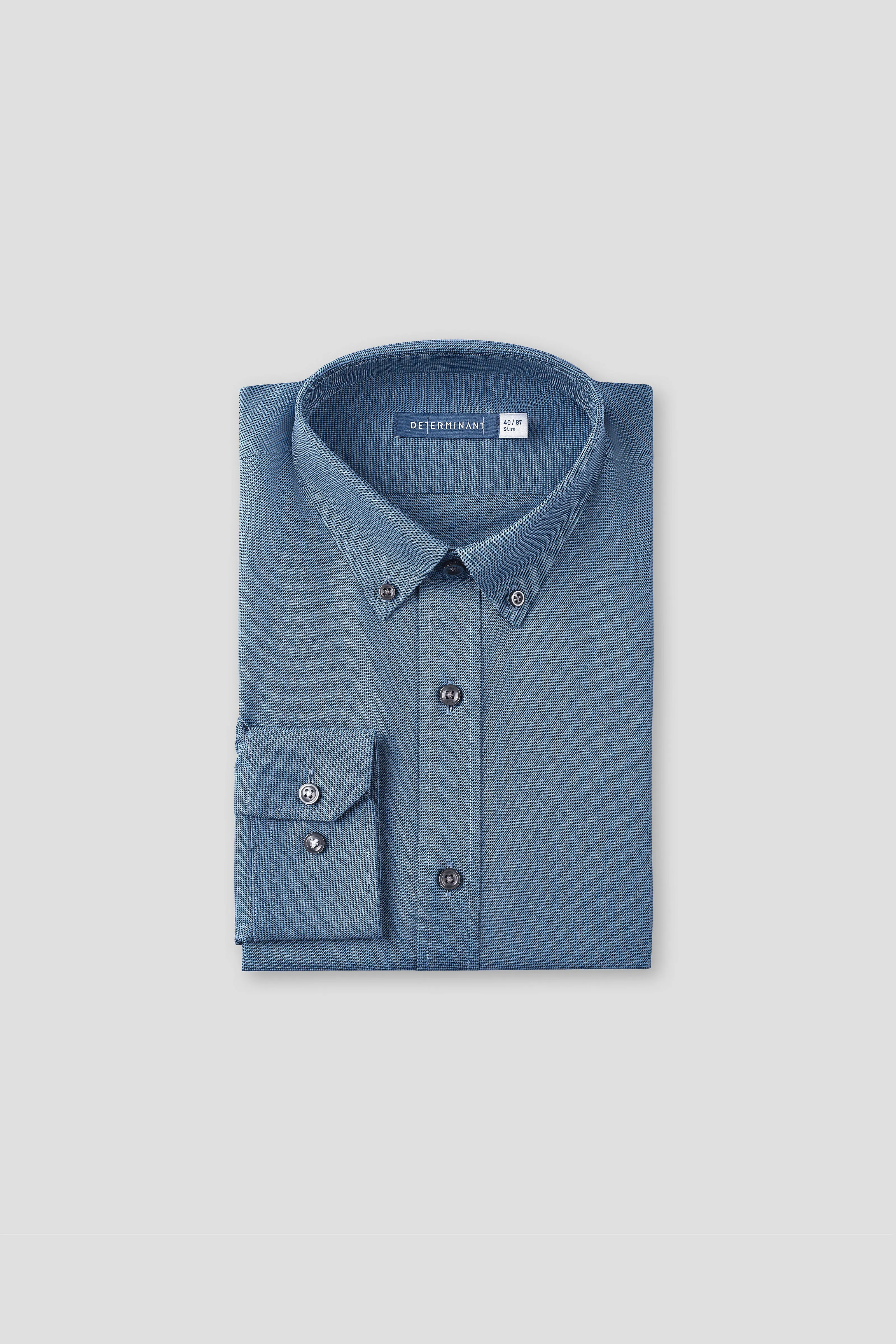 ??Frozen in Tones?? Waterless Dye Button-Down Dress Shirt | Slate Grid 22818N Bold Statement Tear Resistant Reinforcement