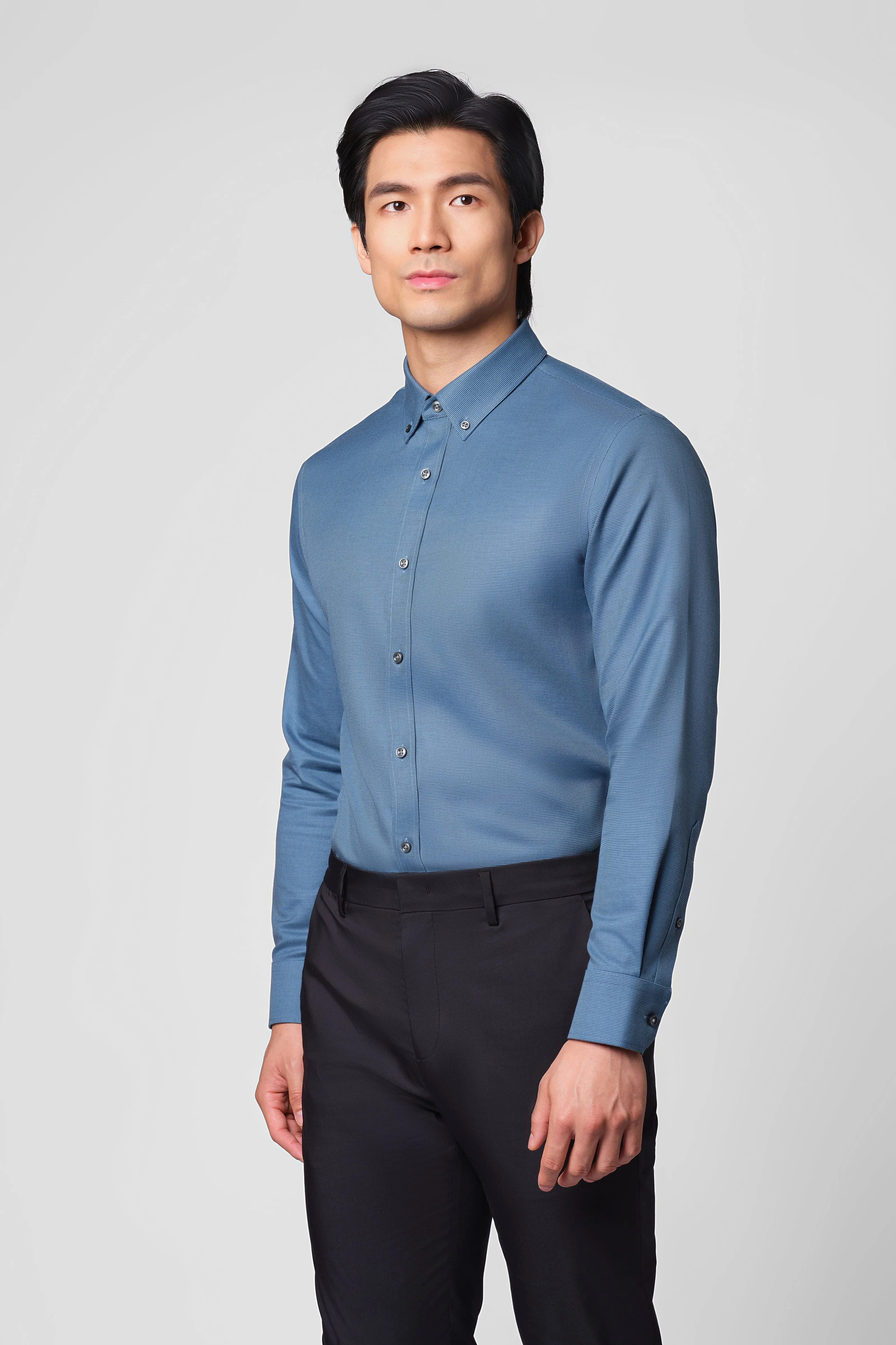 Button front ??Frozen in Tones?? Waterless Dye Button-Down Dress Shirt | Slate Grid 22818N