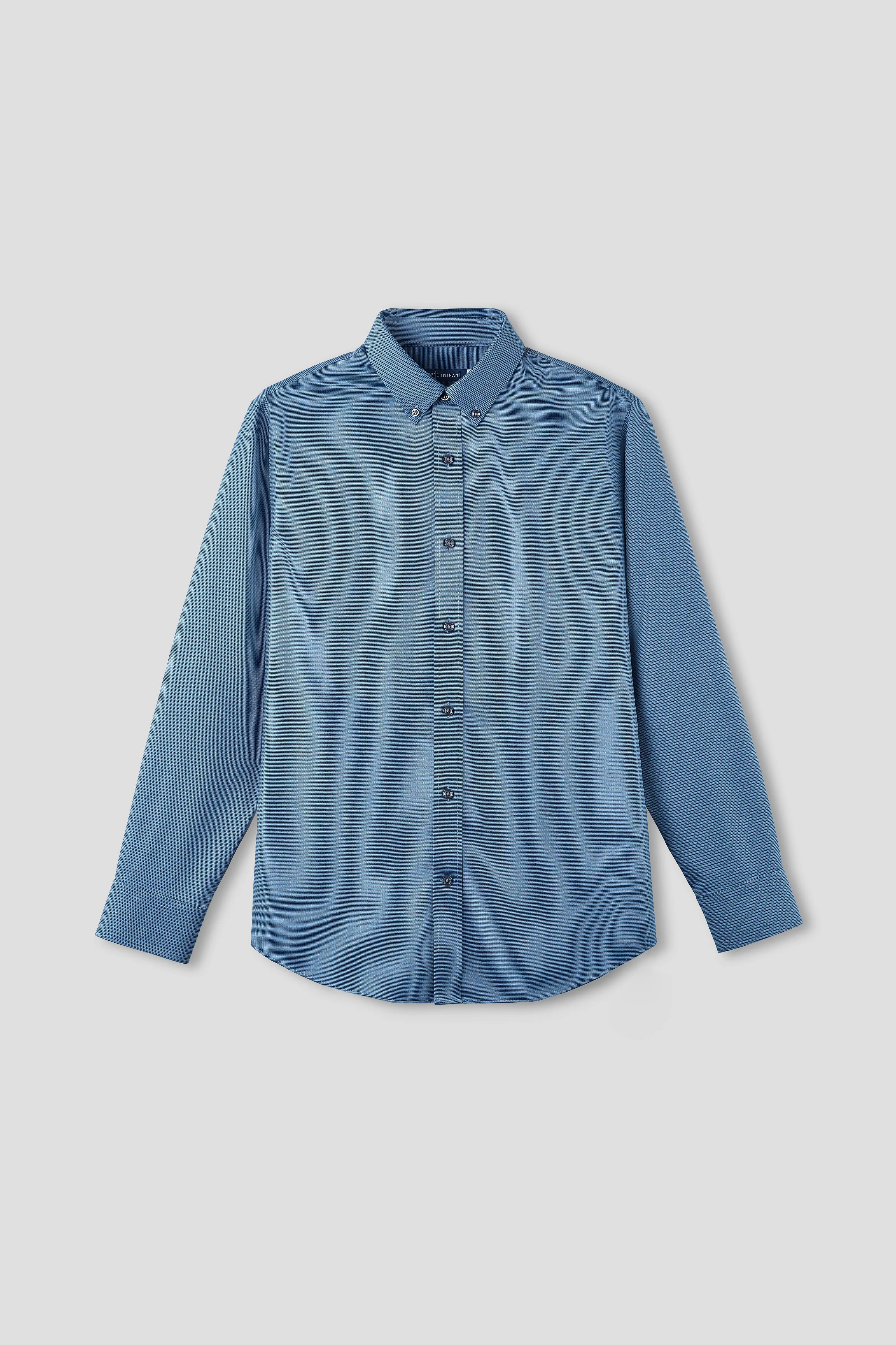 ??Frozen in Tones?? Waterless Dye Button-Down Dress Shirt | Slate Grid 22818N Durable Texture