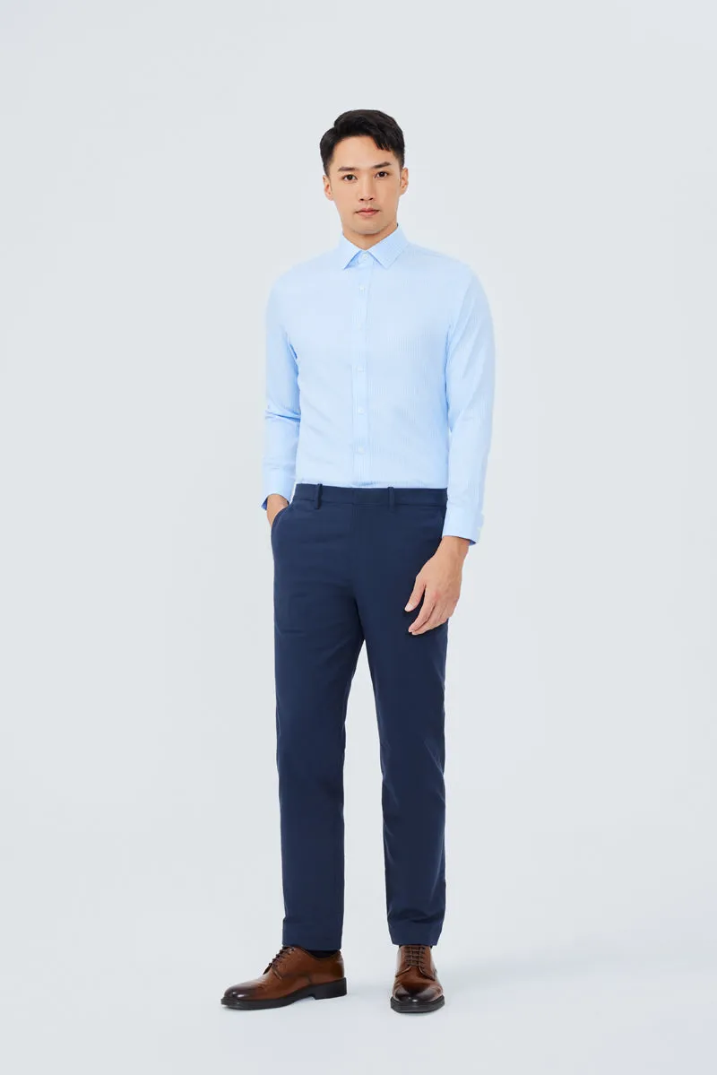 Anti Static Lining Wrinkle-Free Dobby Dress Shirt | Blue Stripes 8301NZ