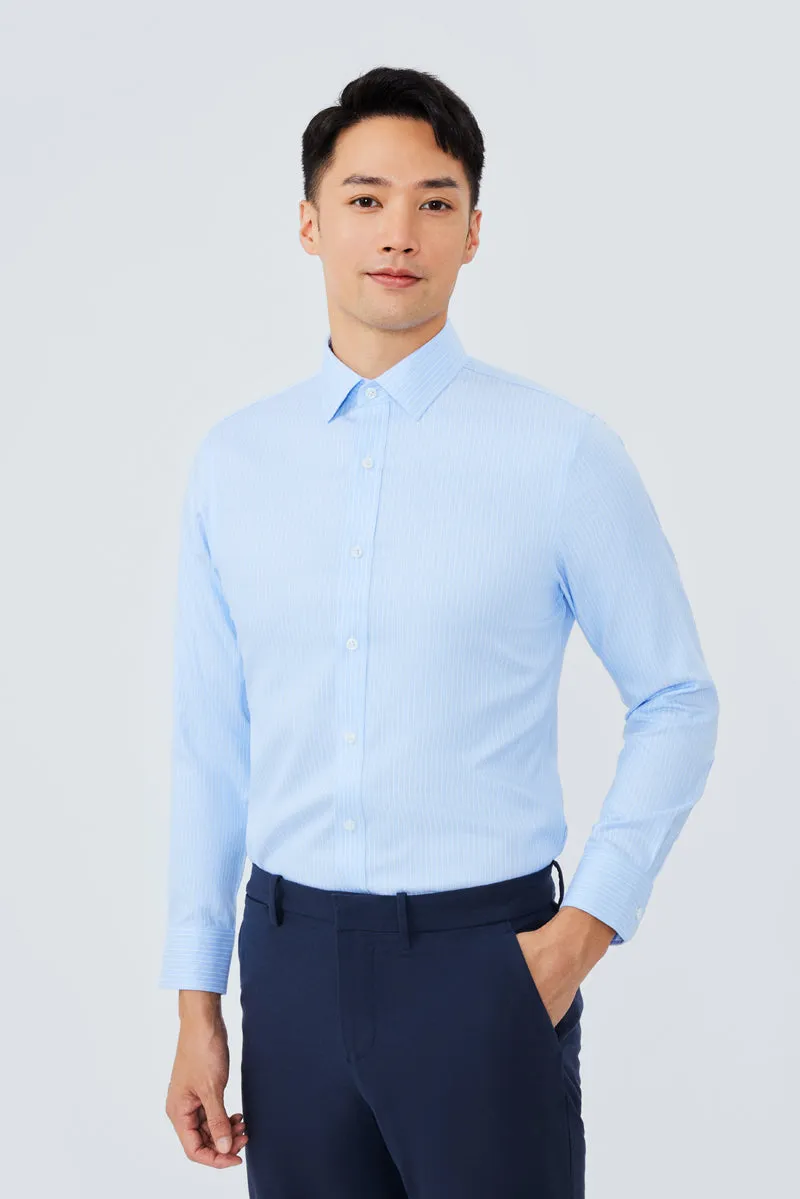 Wrinkle-Free Dobby Dress Shirt | Blue Stripes 8301NZ Corporate Retreat Travel-friendly