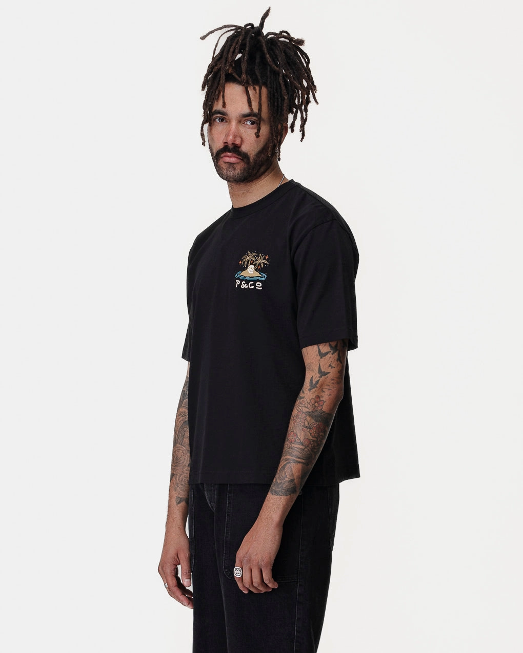 Feelin' Waved Boxy T-Shirt - Washed Black color blocking