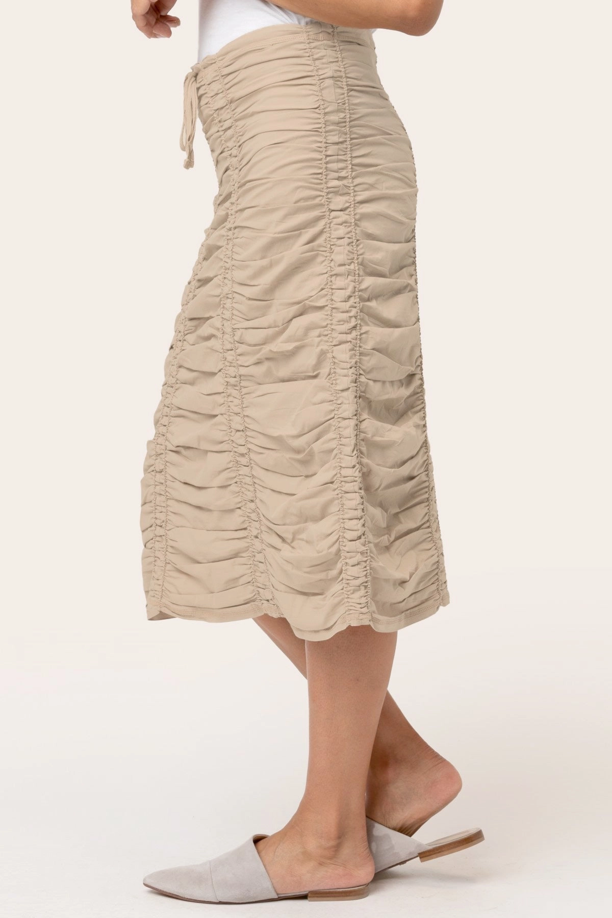 Double Shirred Panel Skirt Chill Vibe Modern Chic