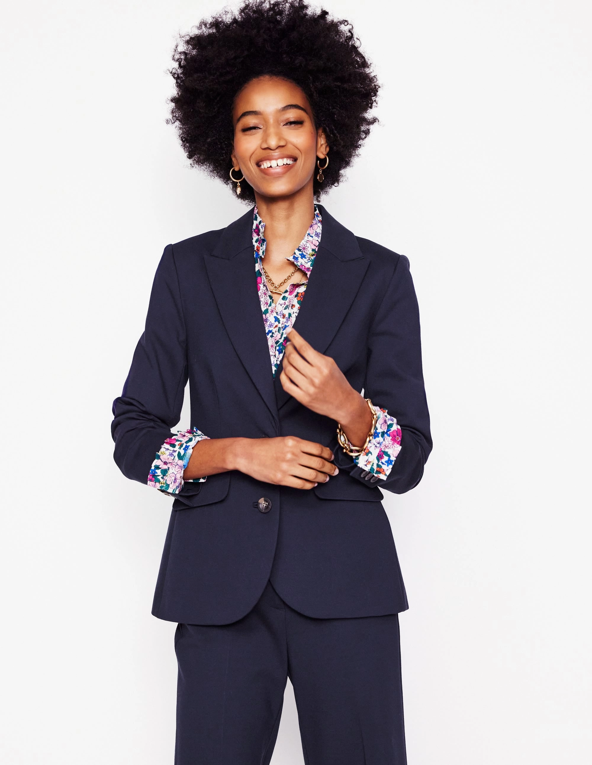 Marylebone Ponte Blazer-Navy Sporty Touch Clean Silhouette
