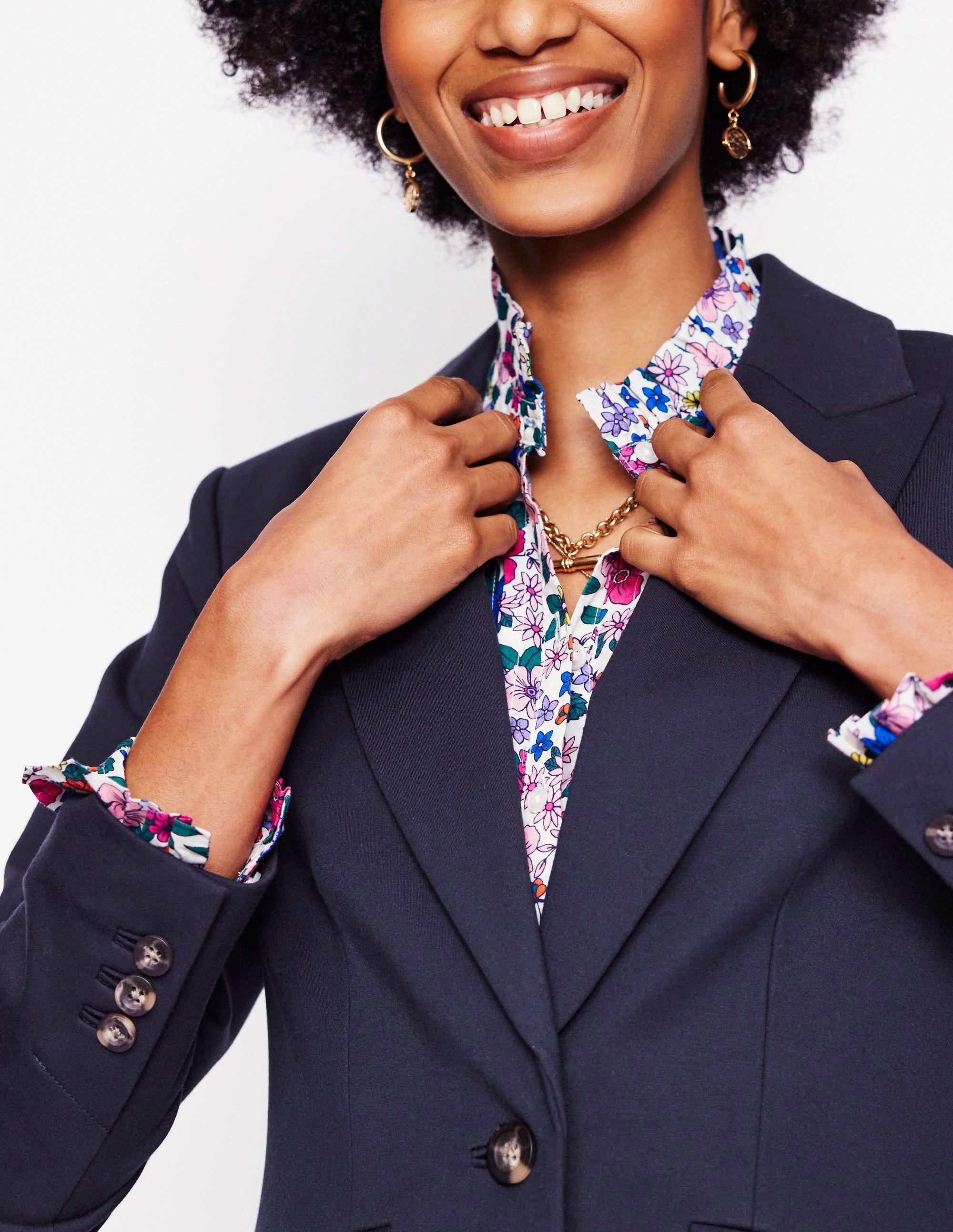 Sleek Outdoor Look Marylebone Ponte Blazer-Navy