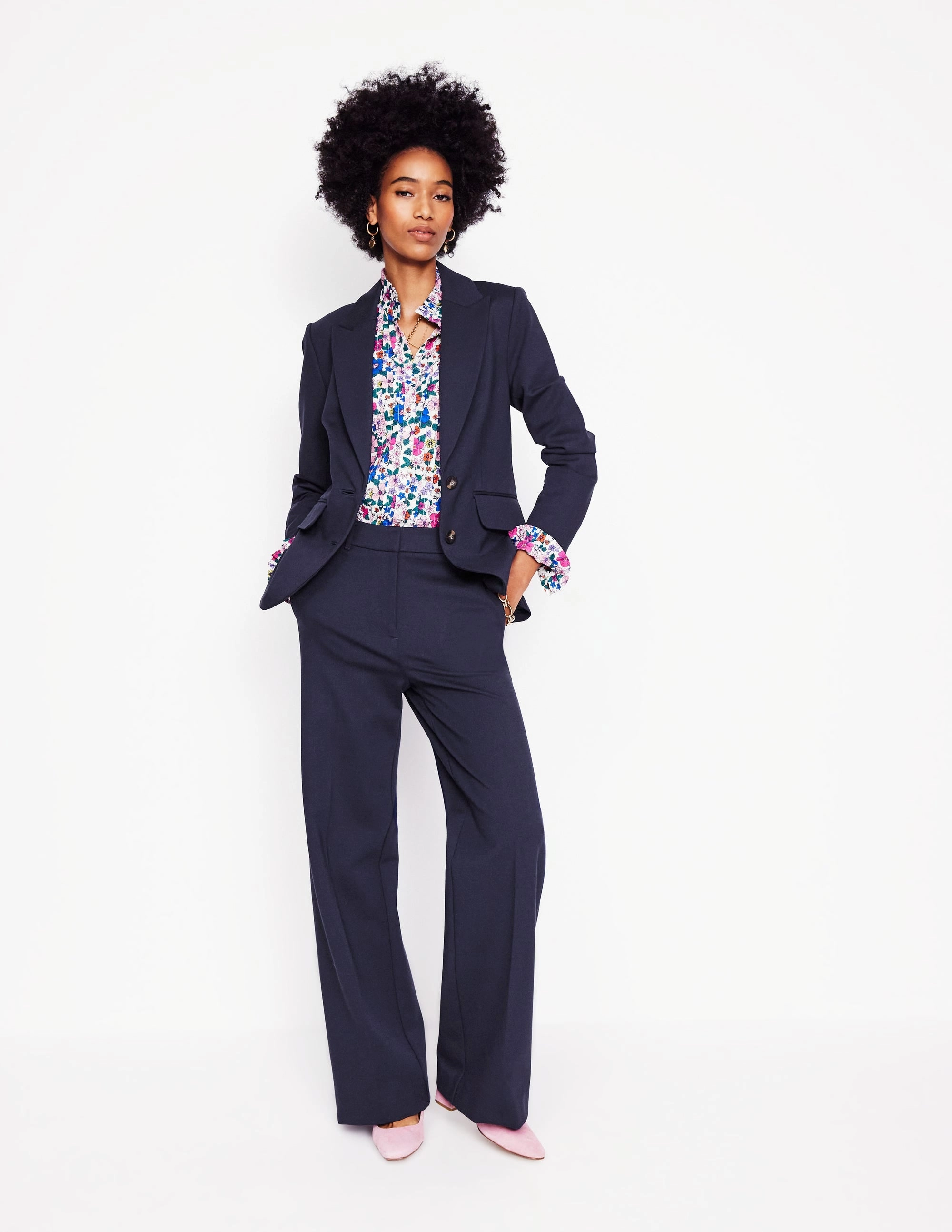 Reinforced Seams Strong Stitches Marylebone Ponte Blazer-Navy