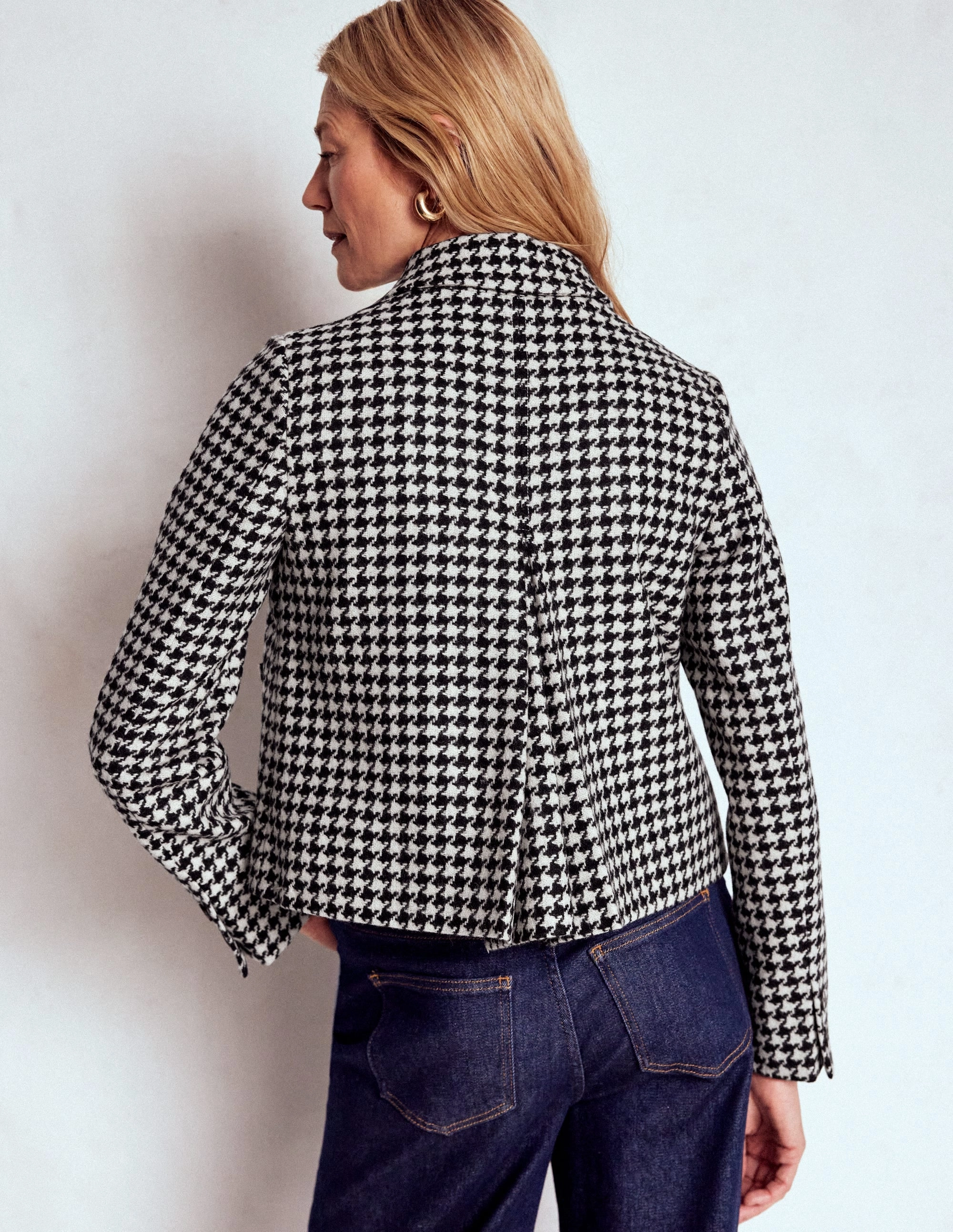 Quilted Lining Knightsbridge Wool Jacket-Black Dogstooth