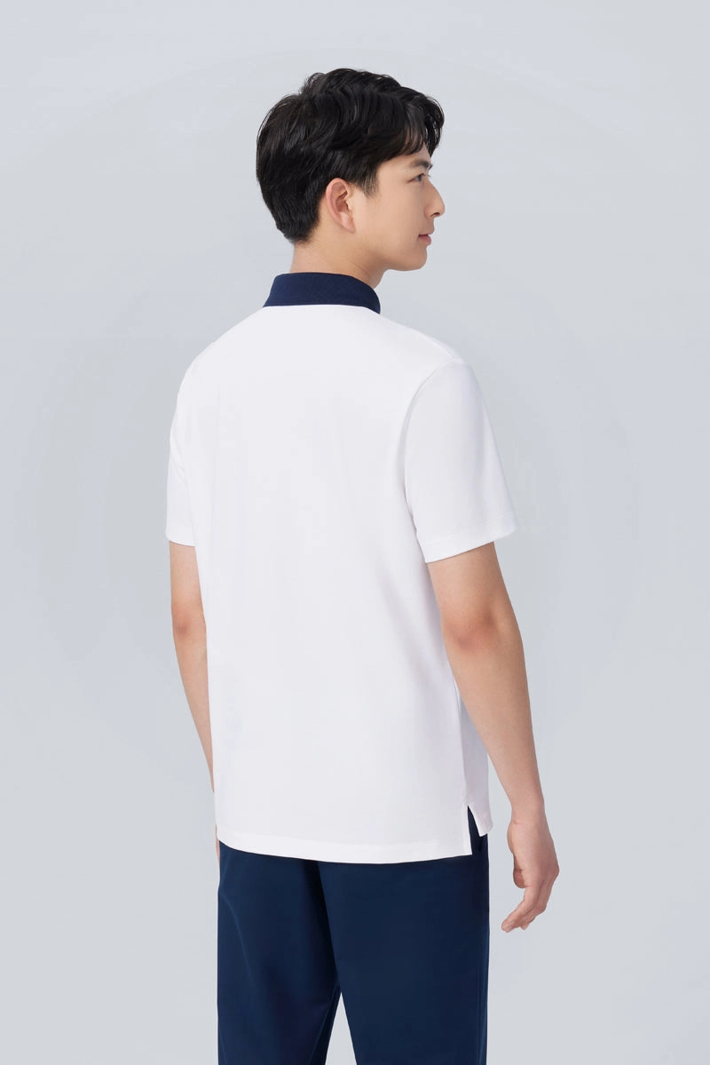 Bound Edge Detailing VISDRY? Pique Contrast Collar Polo | White WH001Z