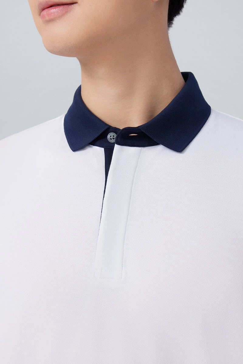 VISDRY? Pique Contrast Collar Polo | White WH001Z Effortless Fashion
