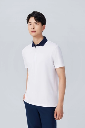 Performance Wear Logo Detail VISDRY? Pique Contrast Collar Polo | White WH001Z