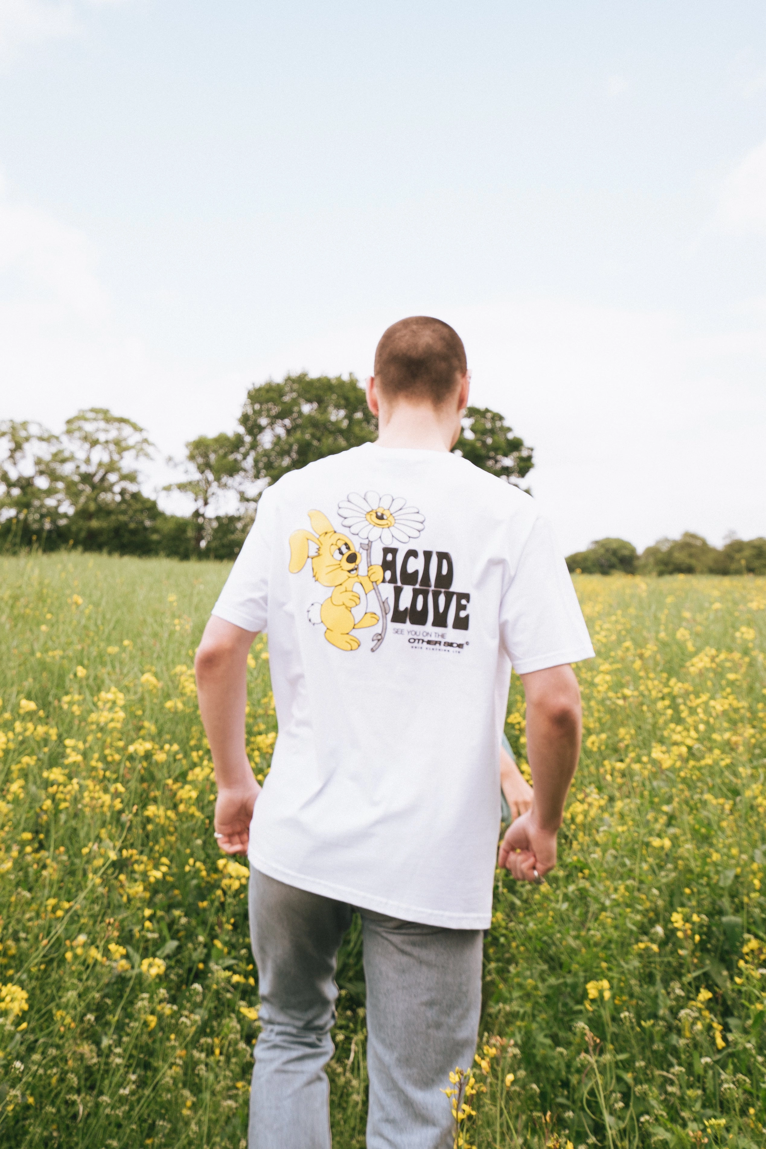 High Durability Weave funky ACID LOVE 0.06 'Other Side' Tee - White