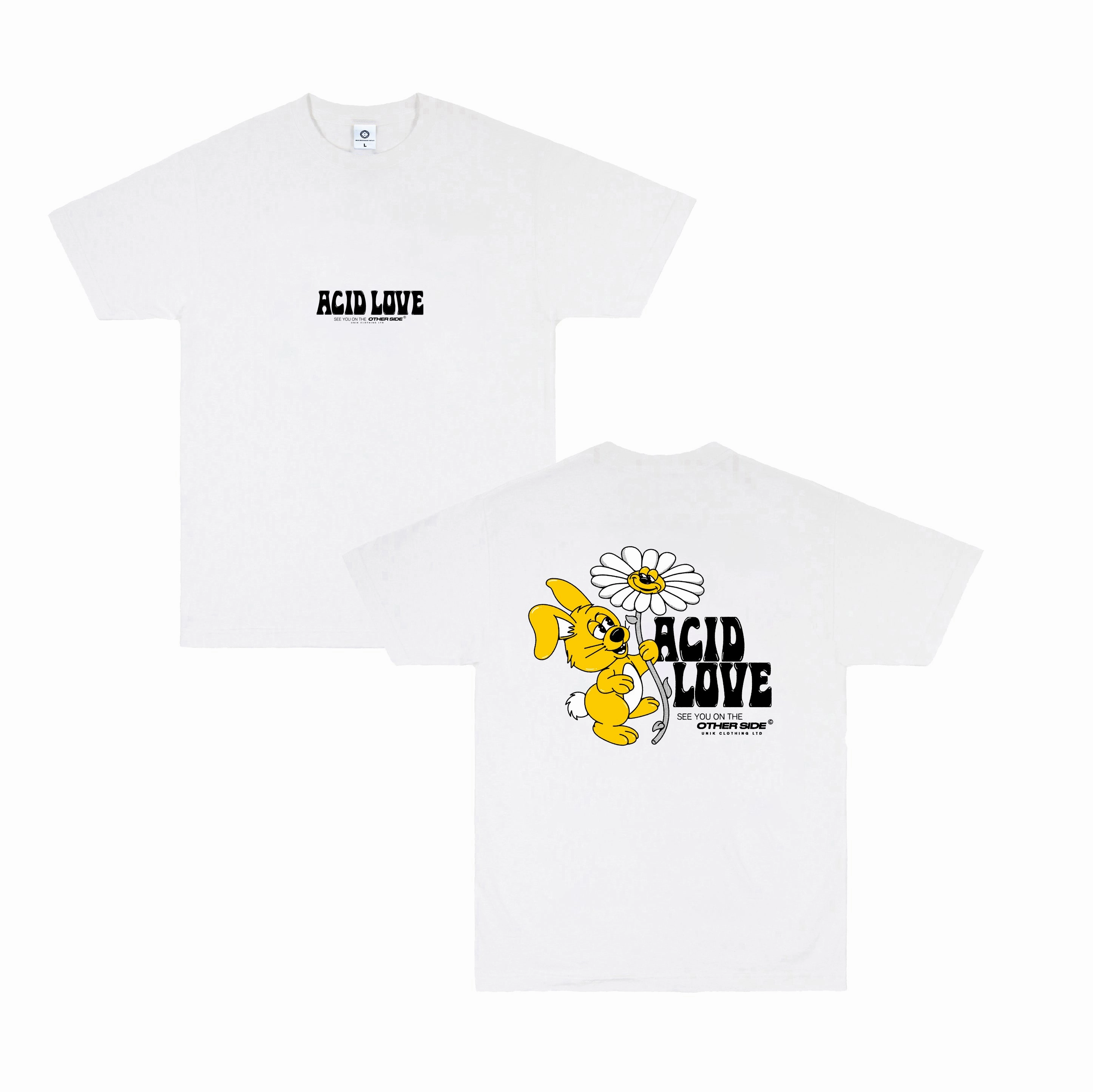 ACID LOVE 0.06 'Other Side' Tee - White Fuzz Free Surface