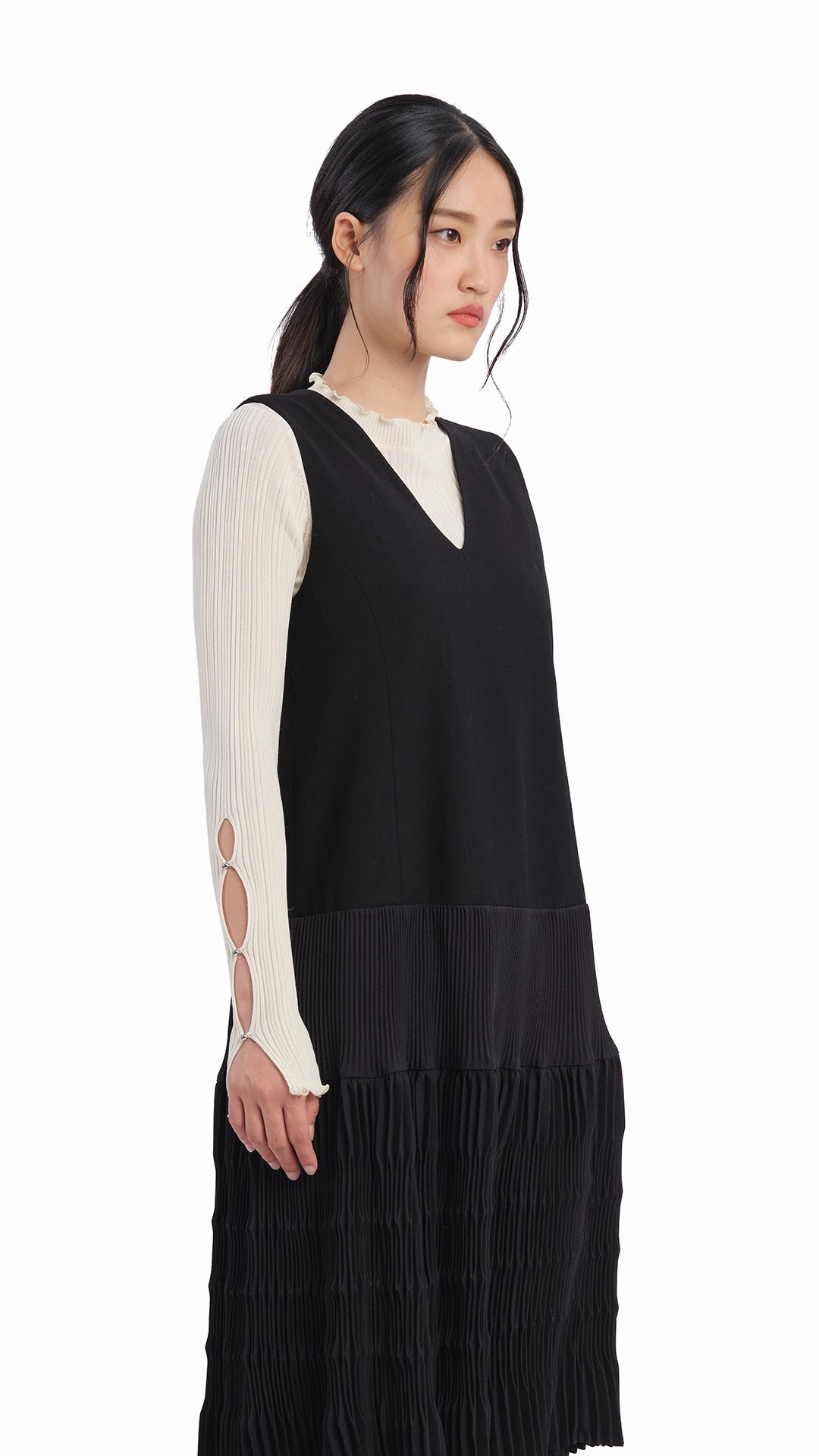 SoftTouchTexture Olive Pleated Dress