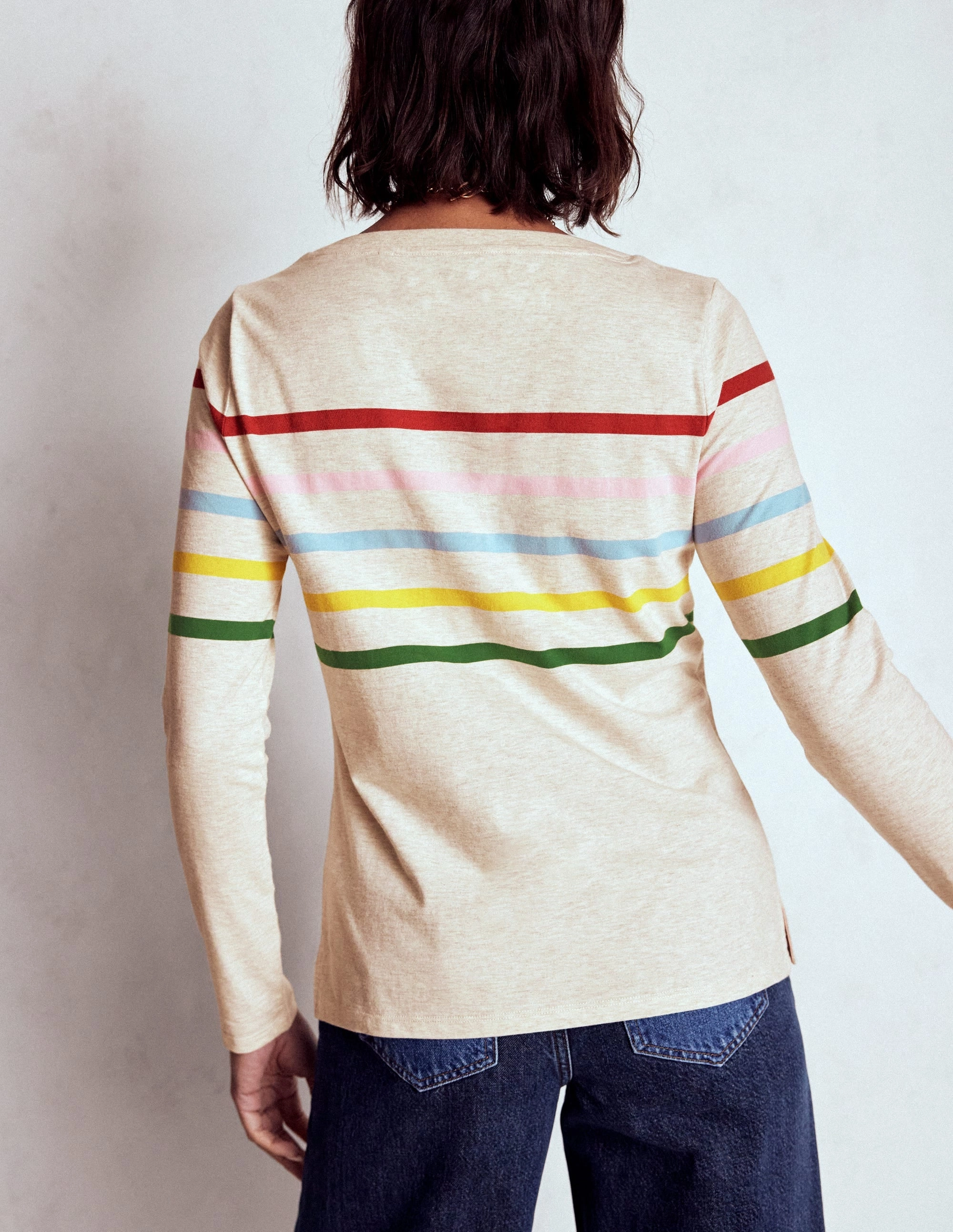 Olivia Long Sleeve Breton-Oatmeal Marl Placed Breton Non Restrictive Fit Soft Material