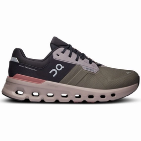On Men's Cloudrunner 2 Waterproof Running Shoes Olive / Mahogany Ultra grip