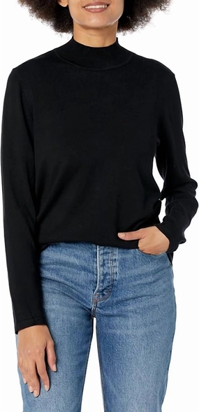 On The Run Mock Neck Top In Black Warm Wear Relaxed Wear