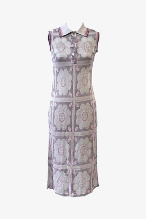 Dry-Clean-Only Opalescent Knit Polo Dress