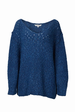 Chilly Weather Wear Open-Knit V-Neck Jumper In Teal