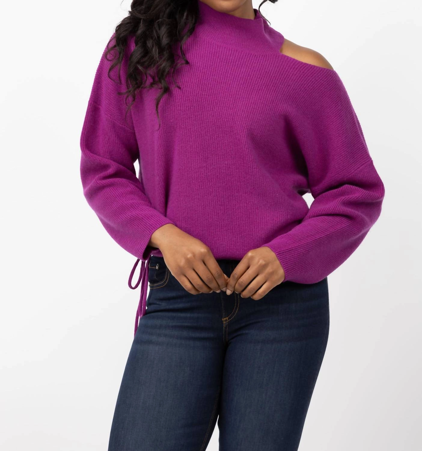 Open Shoulder Sweater In Berry Classic Comfort Winter Look